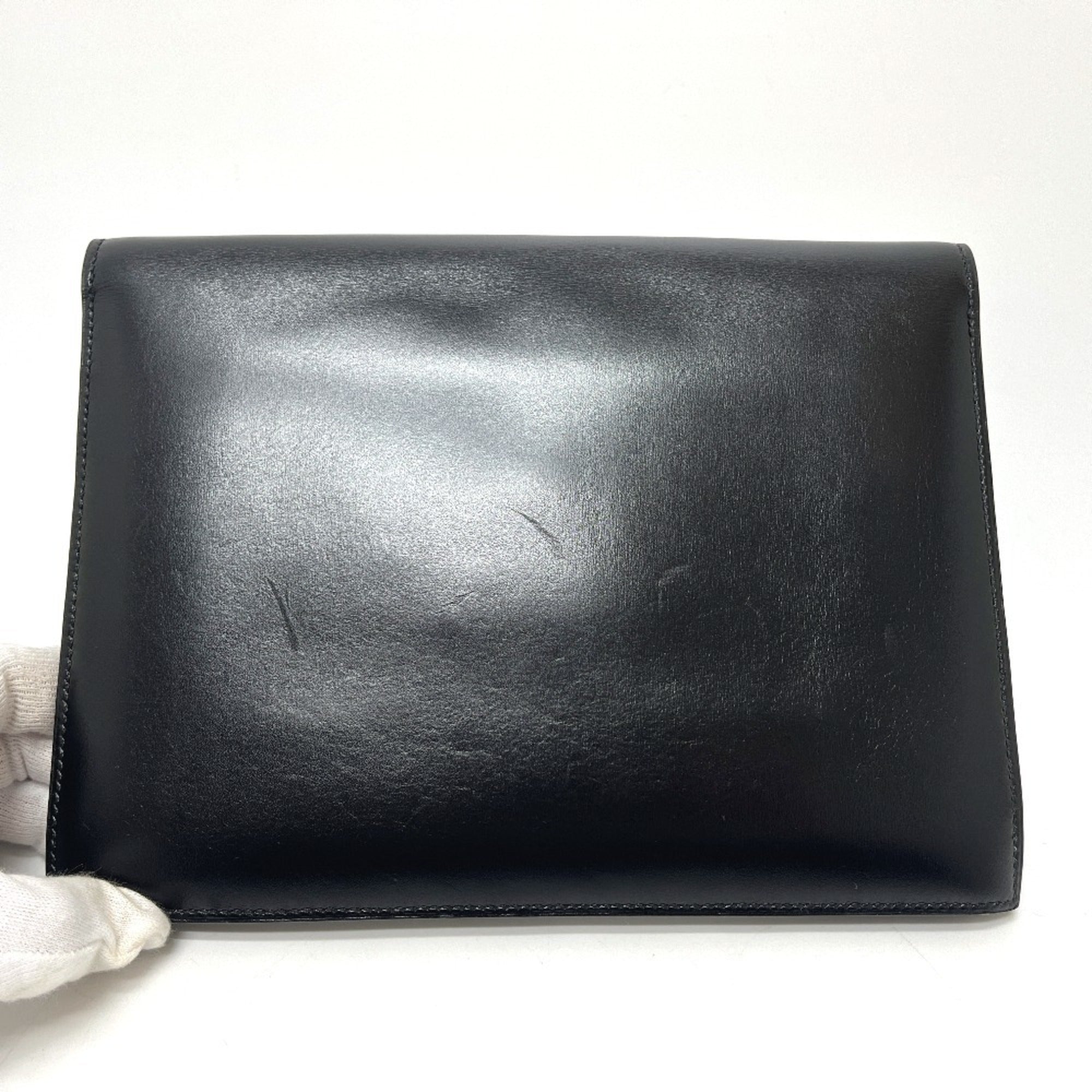 Hermes Black Box Calf Leather Clutch Bag (Pre-Owned)