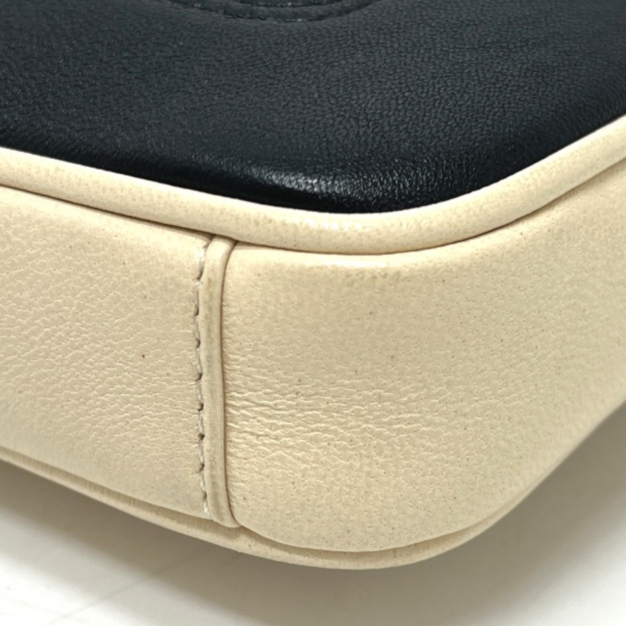 Valentino Beige Black Leather Handbag Shoulder Bag (Pre-Owned)