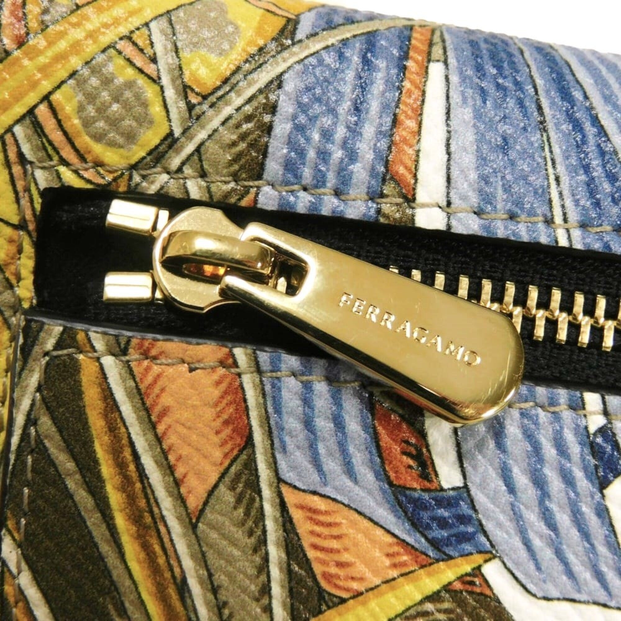 Salvatore Ferragamo Multi-Color Yellow Leather Wallet (Bi-Fold) (Pre-Owned)
