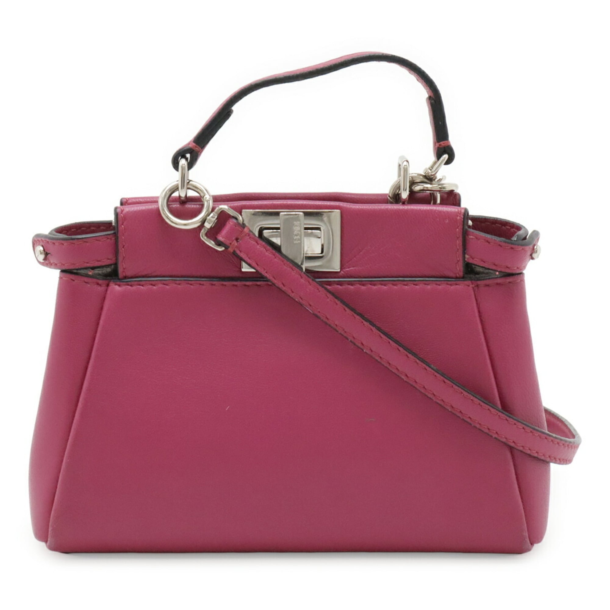 Fendi Purple Leather Handbag Shoulder Bag (Pre-Owned)