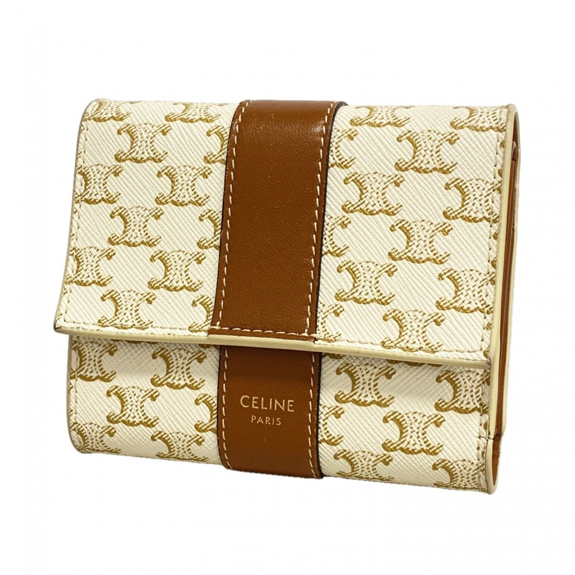 Celine Brown Ivory Pvc Wallet (Tri-Fold) (Pre-Owned)