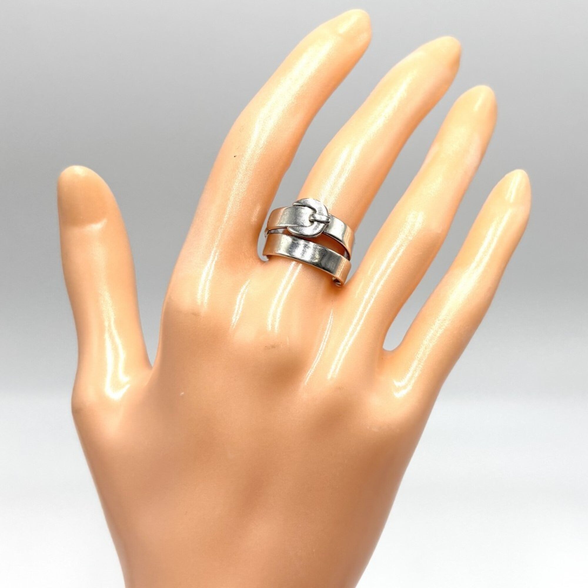 Hermes Silver 925 Band Ring (Pre-Owned)