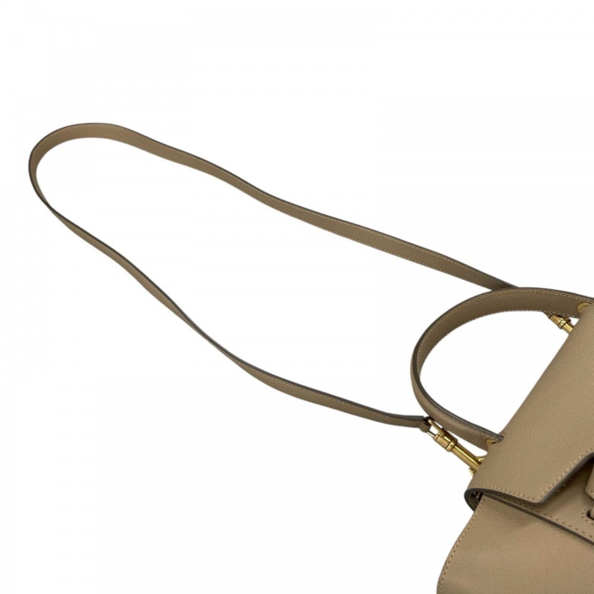 Celine Beige Beige Gold White Leather Handbag (Pre-Owned)