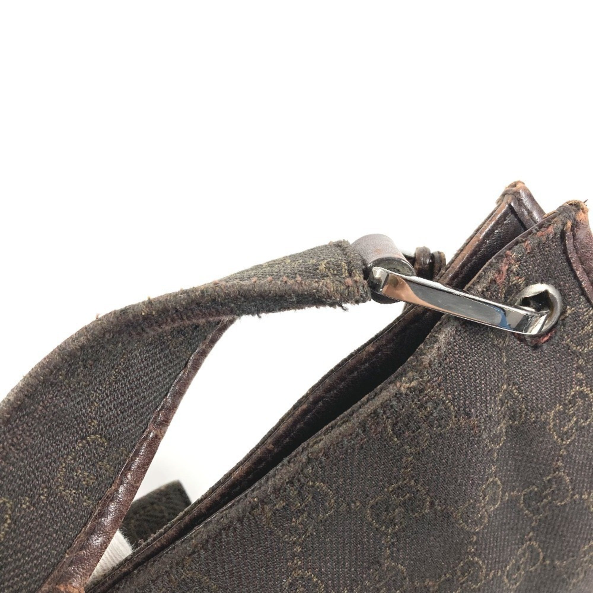 Gucci Brown Leather Canvas Shoulder Bag (Pre-Owned)