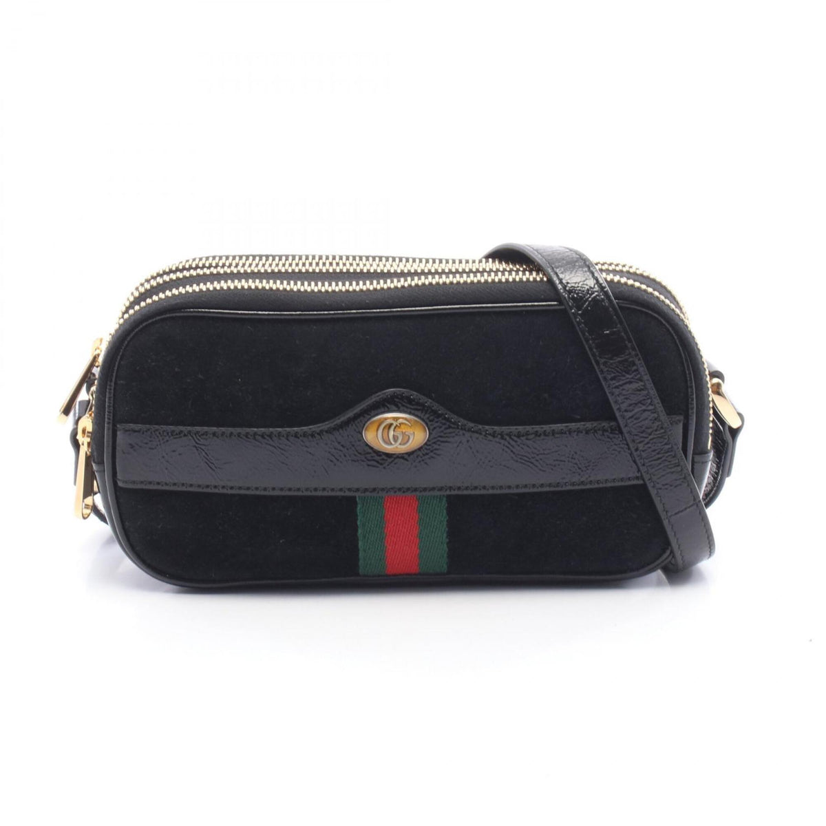 Gucci Black Patent Leather Suede Handbag Shoulder Bag (Pre-Owned)
