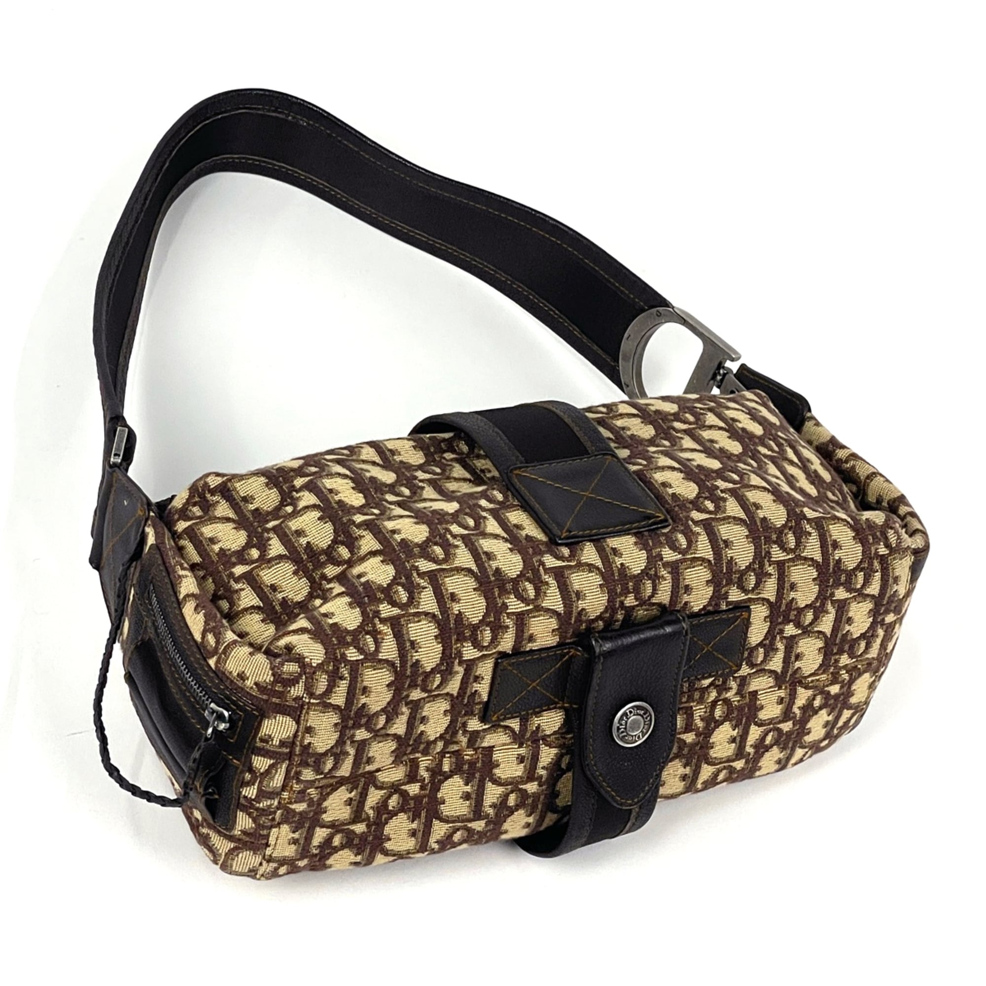 Christian Dior Brown Canvas Leather Shoulder Bag (Pre-Owned)