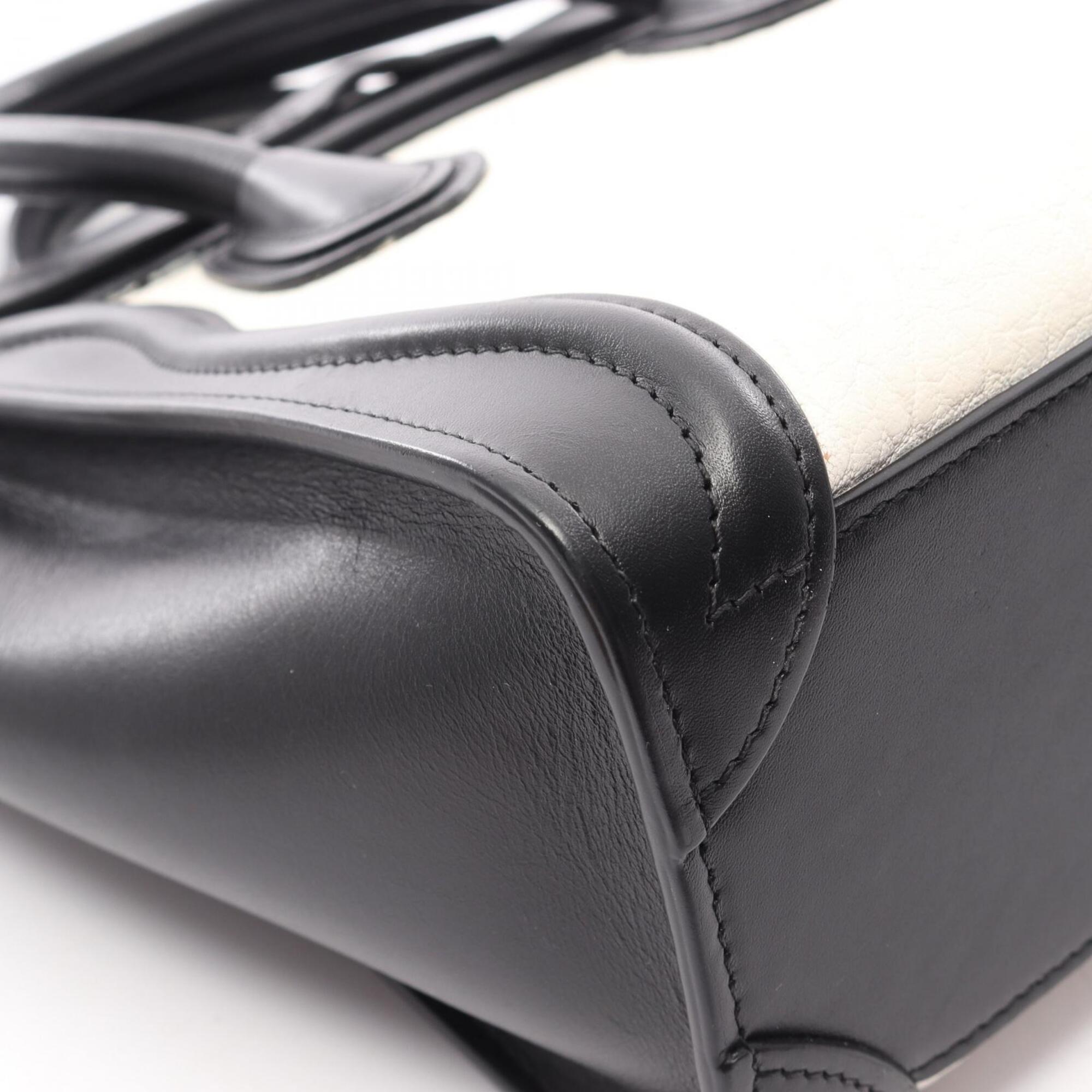Celine Black White Leather Handbag (Pre-Owned)