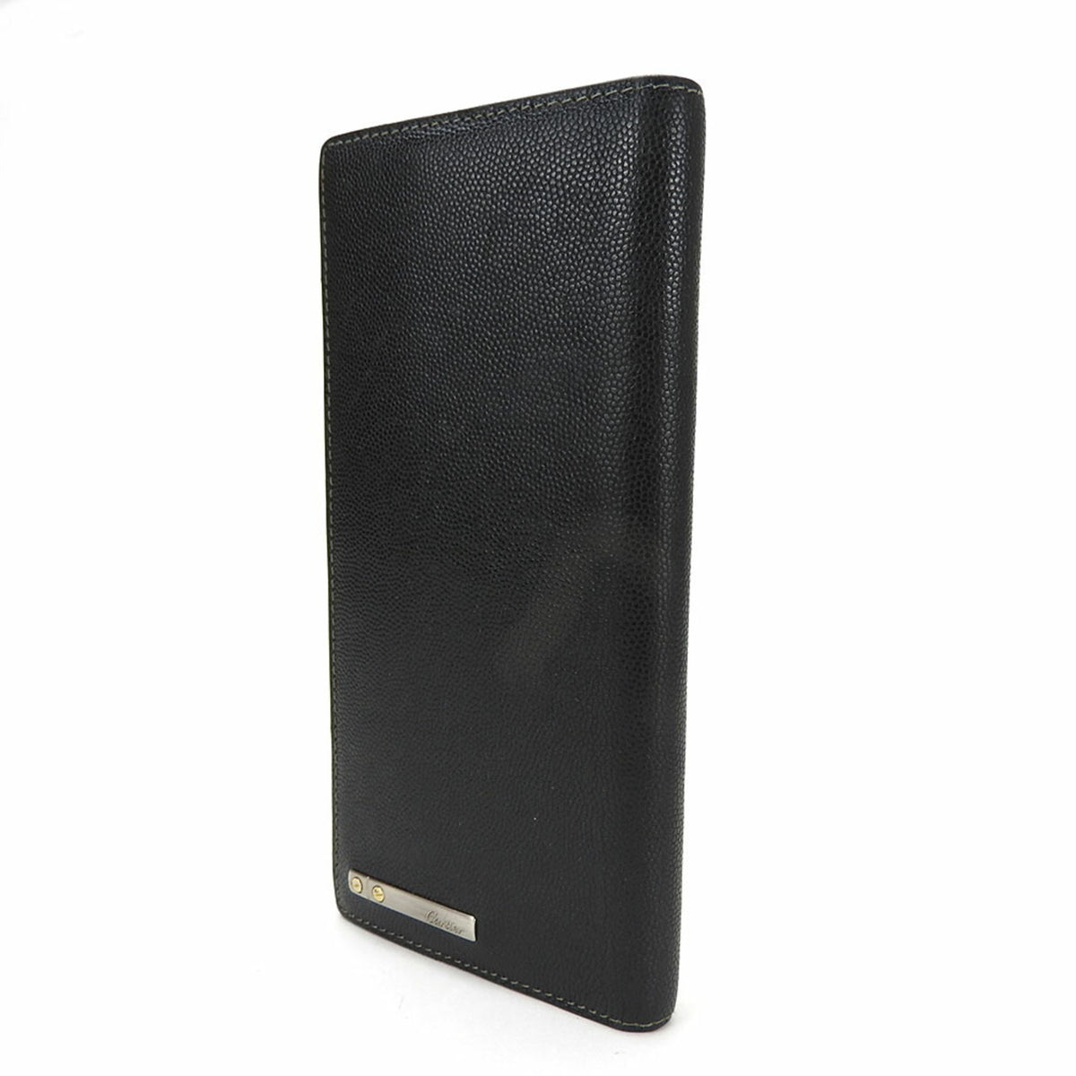 Cartier Santos Black Leather Long Wallet (Bi-Fold) (Pre-Owned)