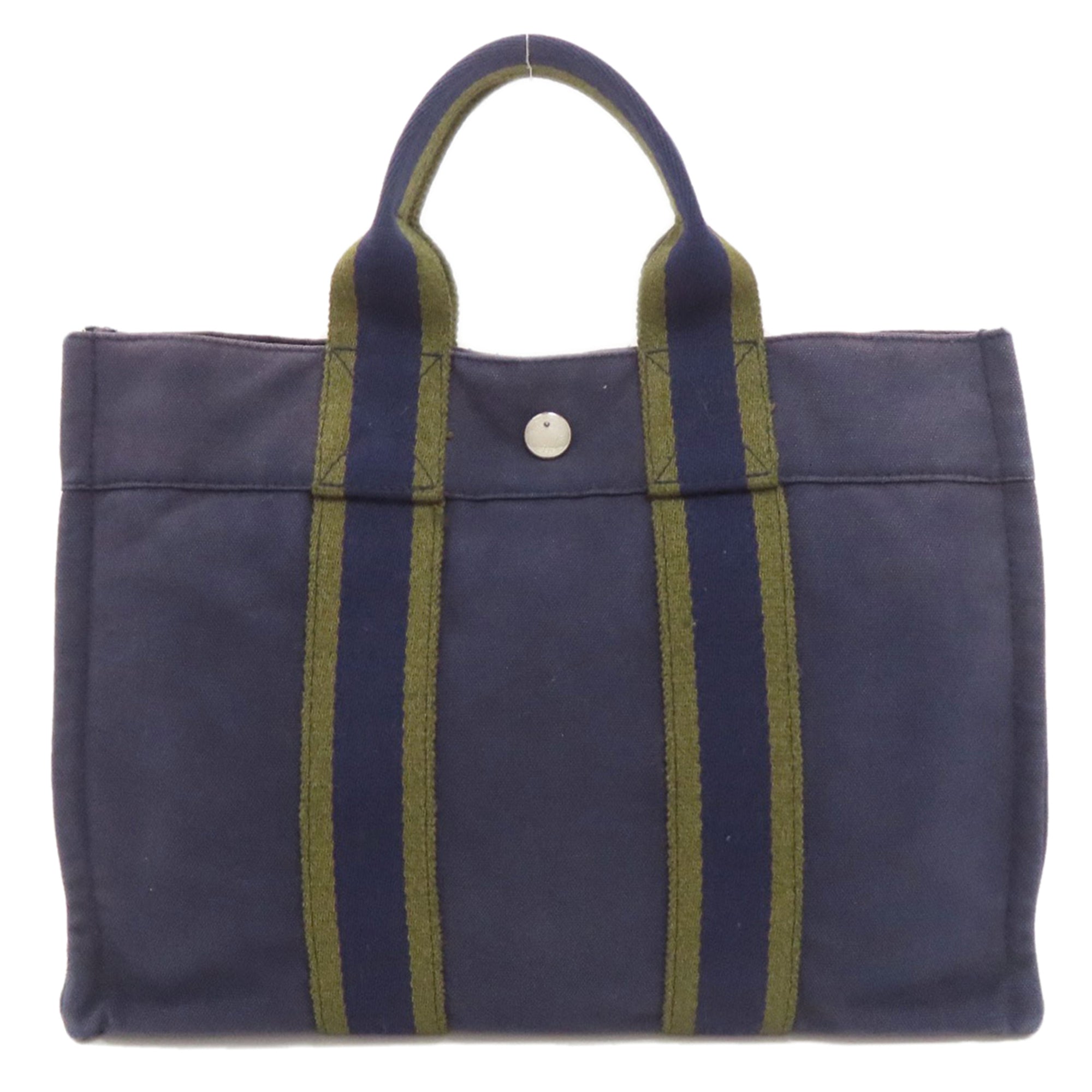 Hermes Navy Canvas Handbag (Pre-Owned)