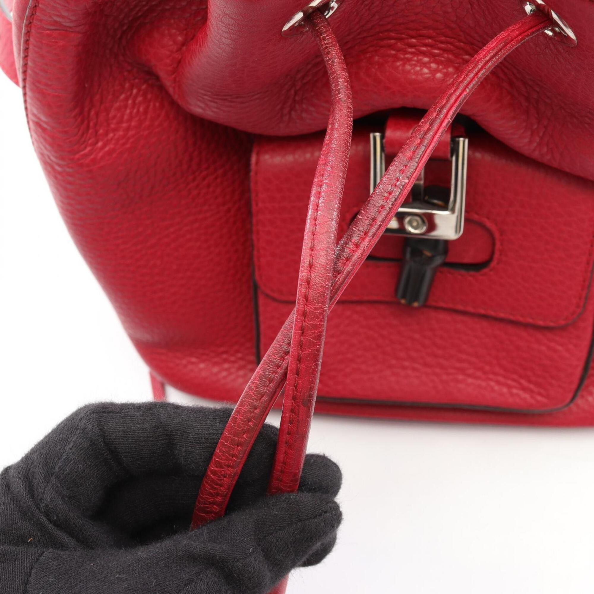 Gucci Red Color Leather Backpack (Pre-Owned)