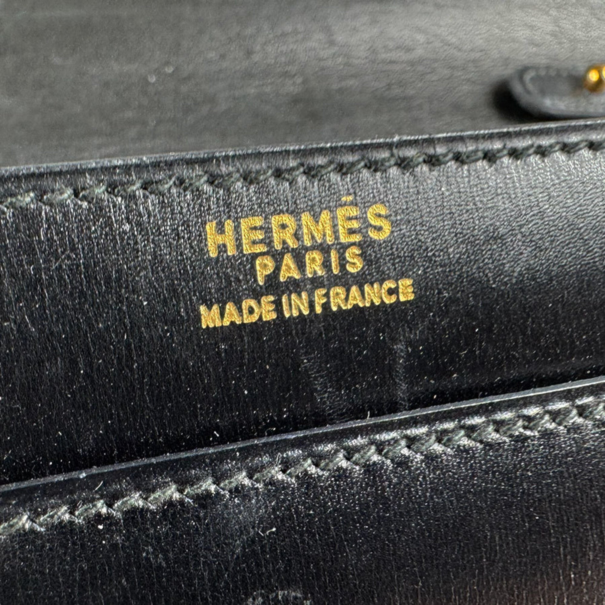 Hermes Black Box Calf Leather Shoulder Bag (Pre-Owned)