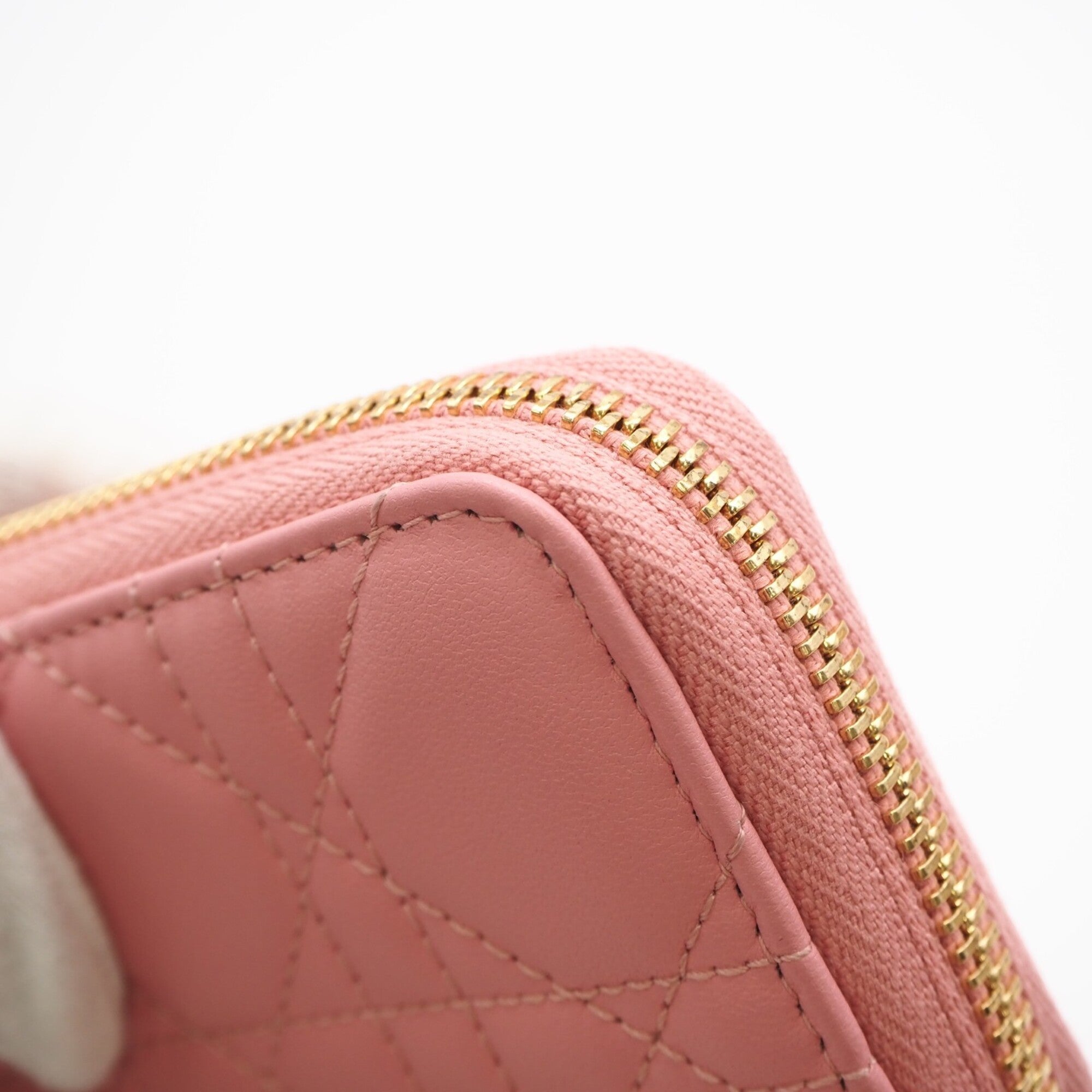 Christian Dior Cannage/Lady Dior Pink Leather Coin Purse/Coin Case (Pre-Owned)