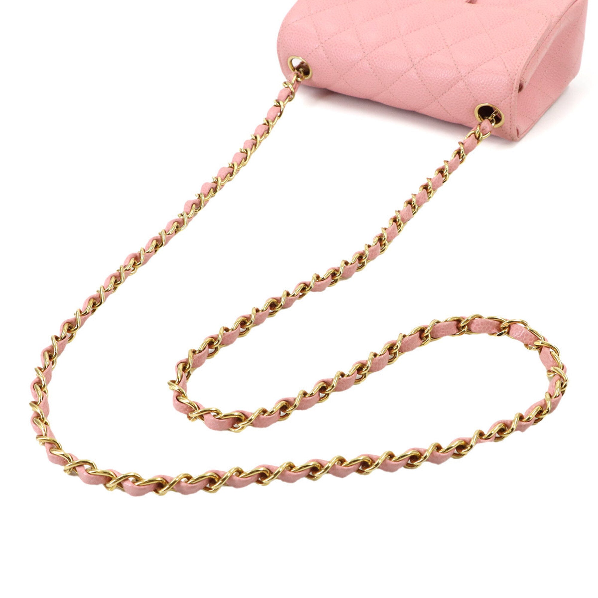Chanel Pink Grained Calfskin Handbag Shoulder Bag (Pre-Owned)
