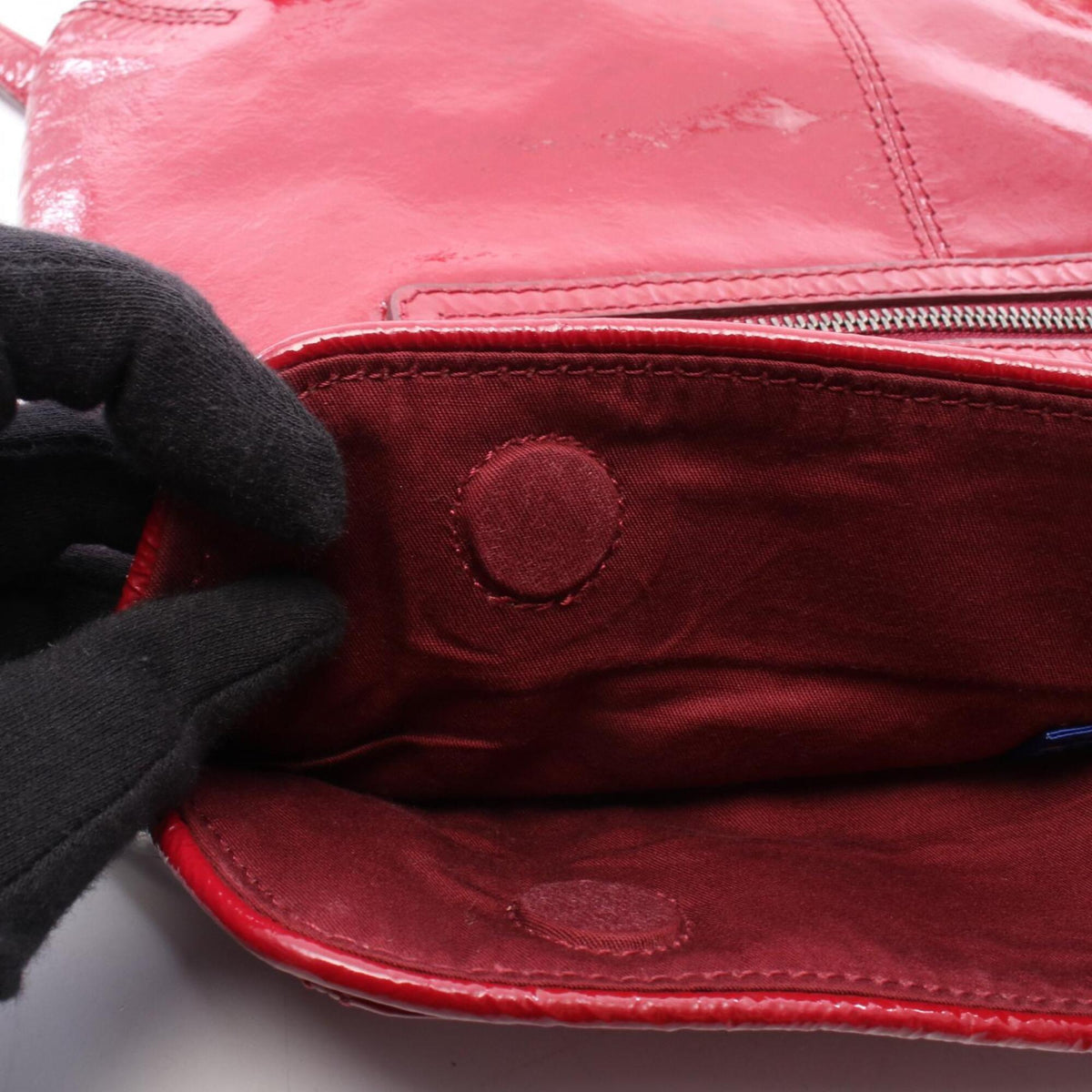 Burberry Red Color Patent Leather Handbag Shoulder Bag (Pre-Owned)