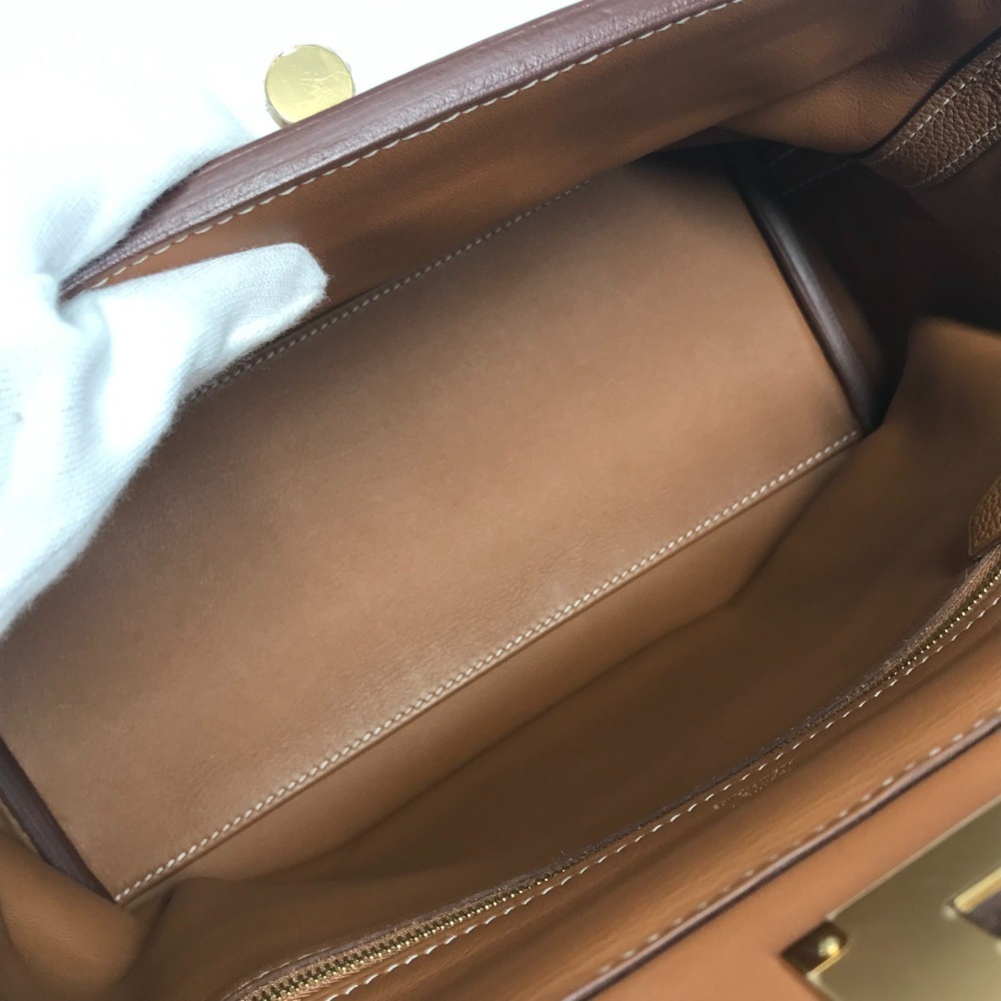 Hermes Gold Togo Leather Handbag Shoulder Bag (Pre-Owned)