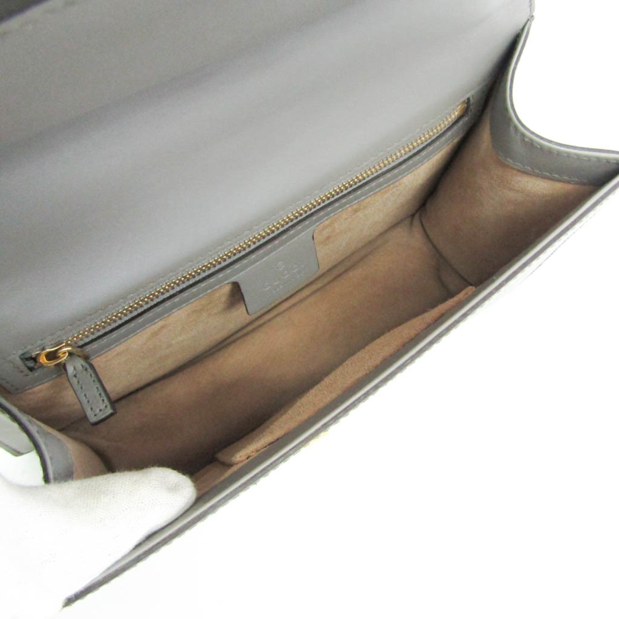Gucci Gray Leather Shoulder Bag (Pre-Owned)