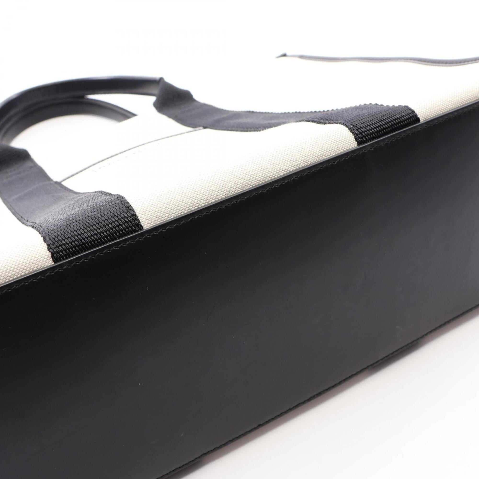 Balenciaga Black White Canvas Leather Handbag Tote Bag (Pre-Owned)