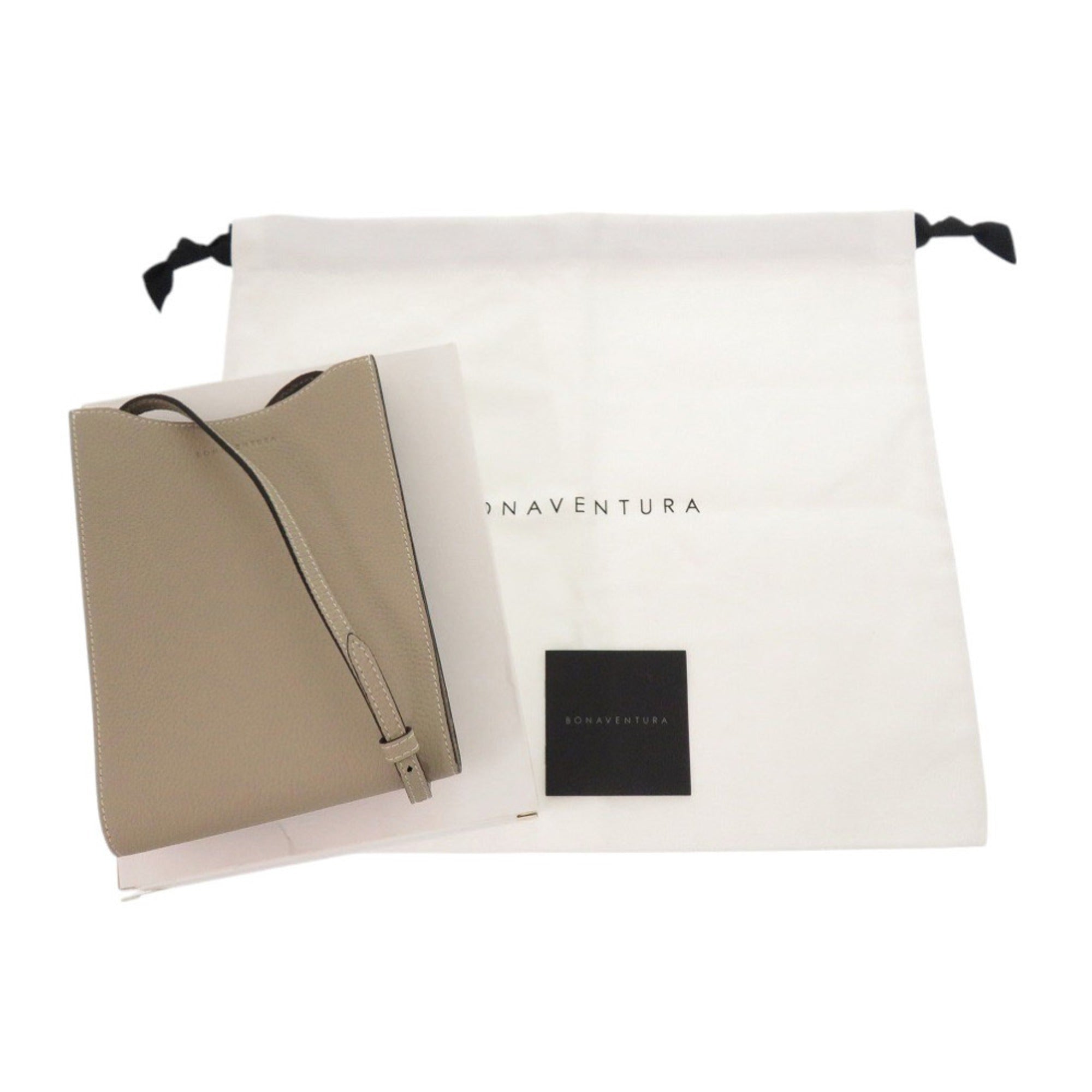 Bonaventura Grayish Leather Shoulder Bag (Pre-Owned)