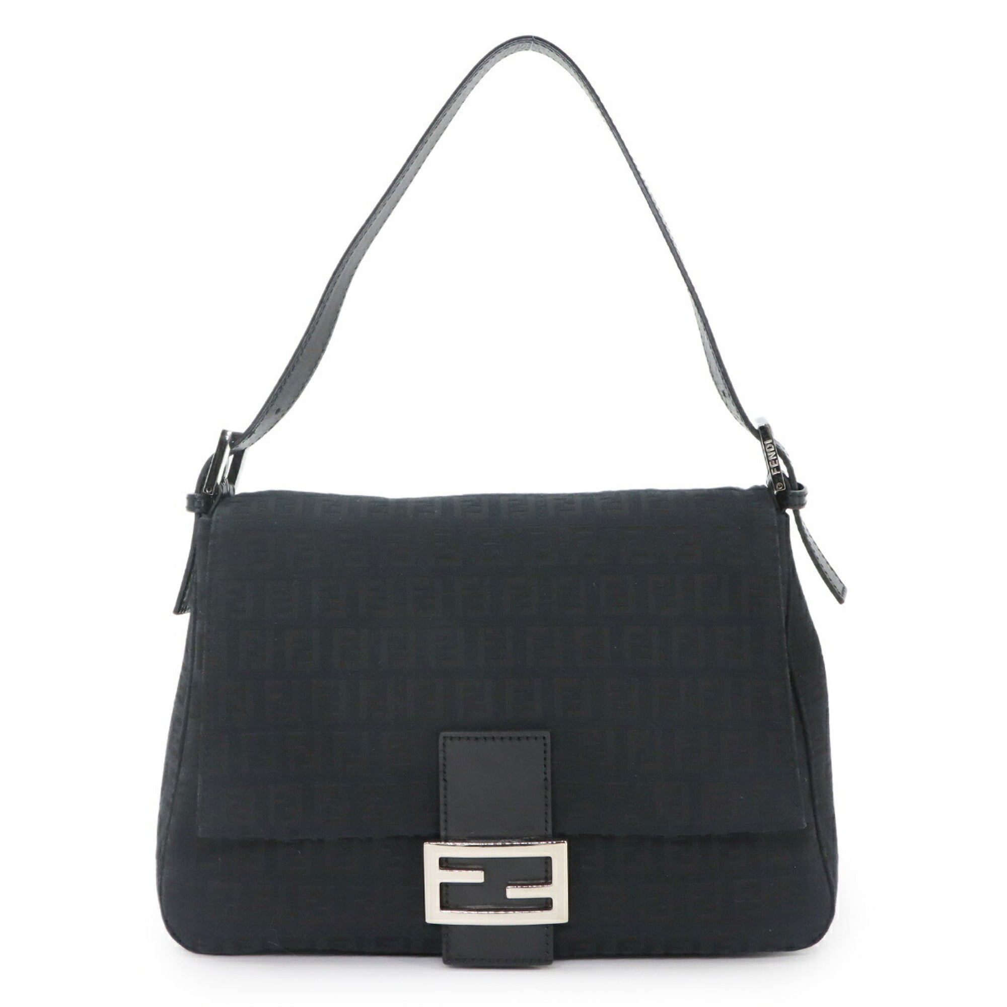 Fendi Black Canvas Leather Shoulder Bag (Pre-Owned)