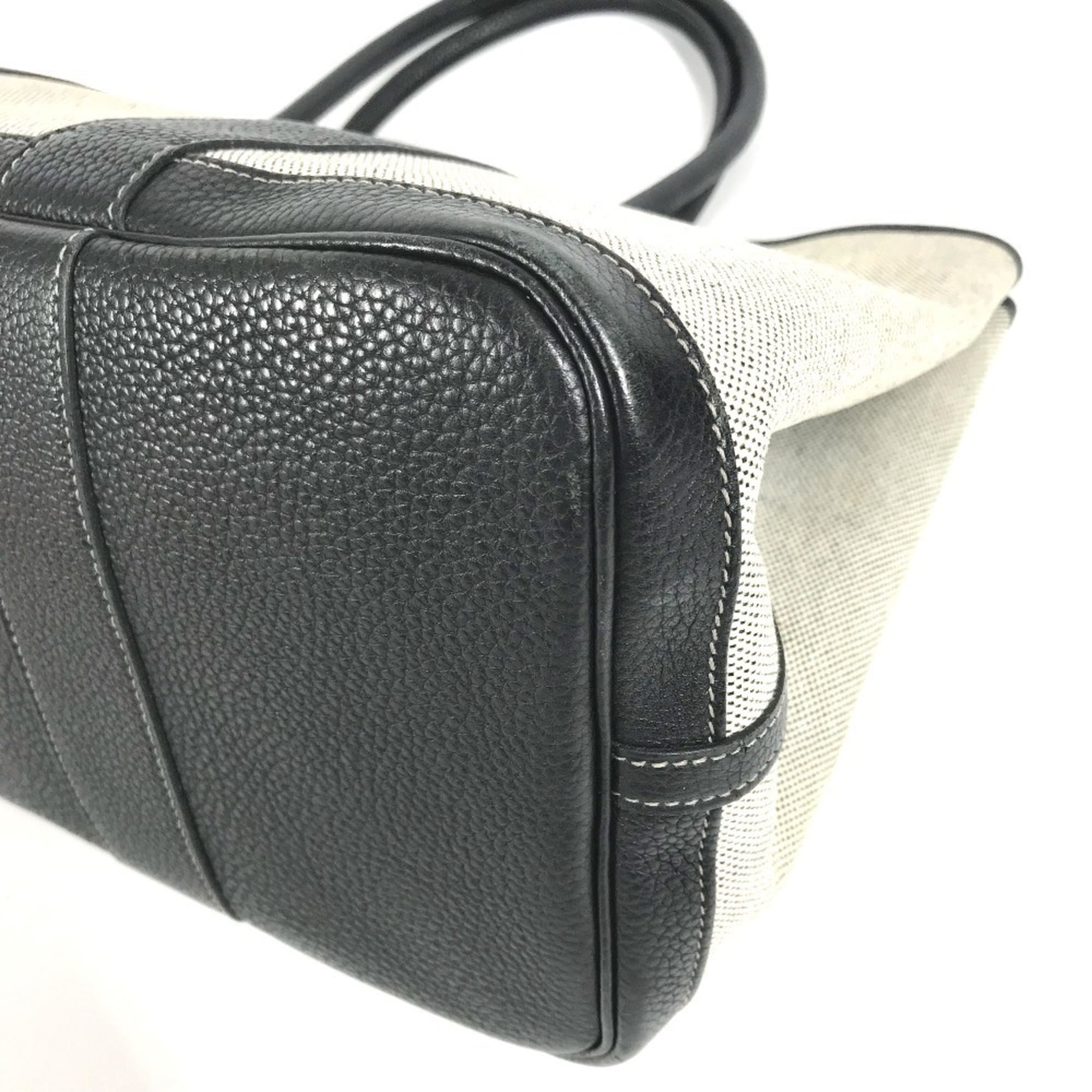 Hermes Garden Black Gray Toile H Leather Handbag Tote Bag (Pre-Owned)