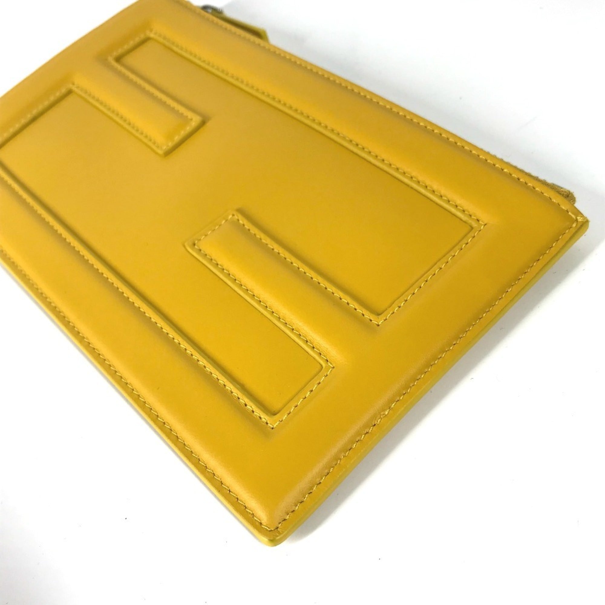 Fendi Yellow Leather Clutch Bag Pouch (Pre-Owned)