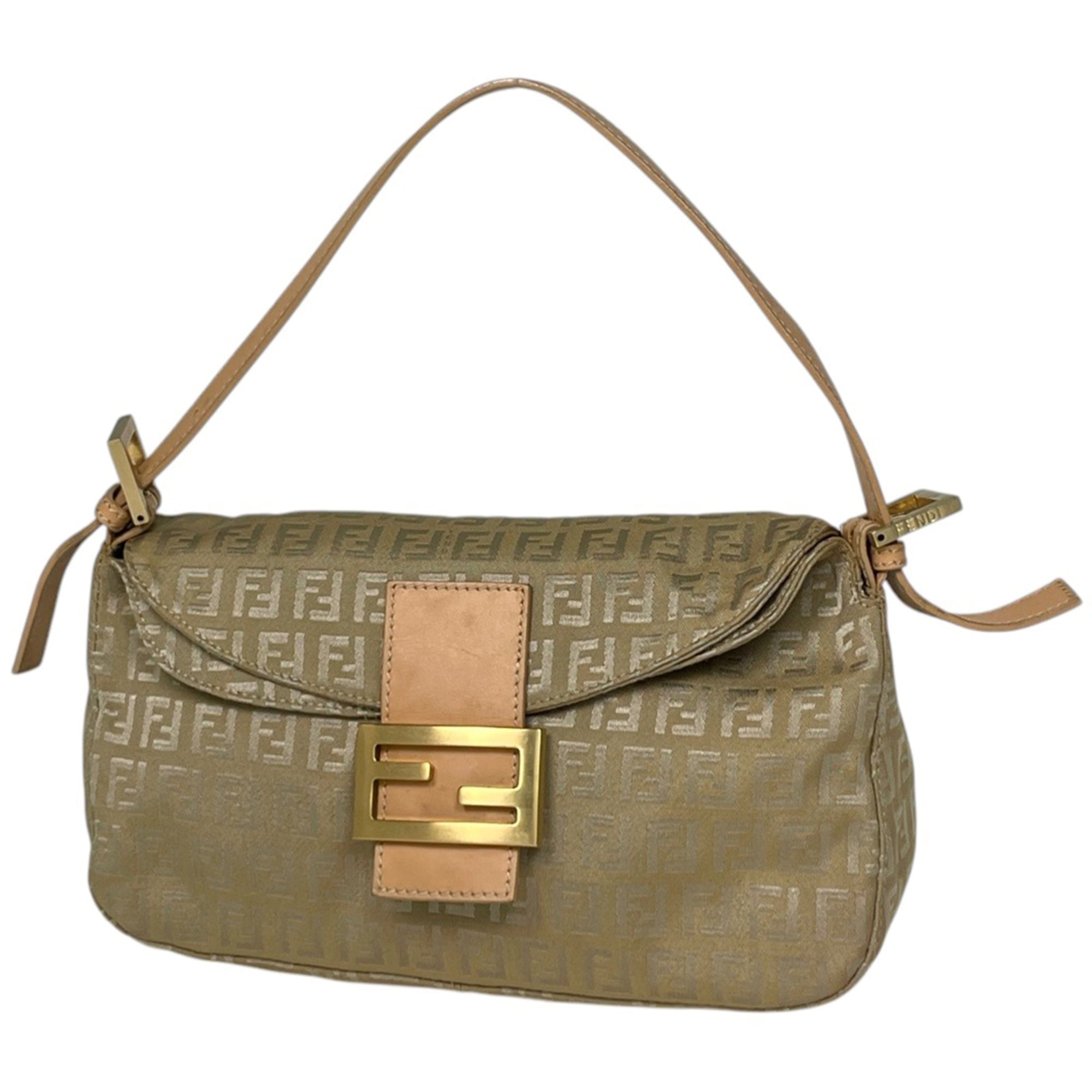 Fendi Beige Canvas Leather Handbag (Pre-Owned)