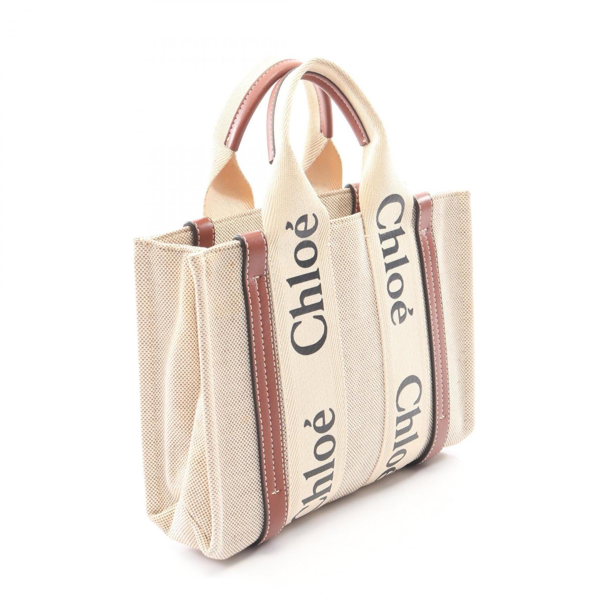 Chloé Beige Brown Canvas Leather Handbag (Pre-Owned)