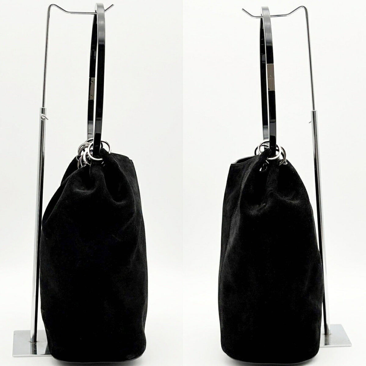 Gucci Black Suede Leather Plastic Handbag (Pre-Owned)