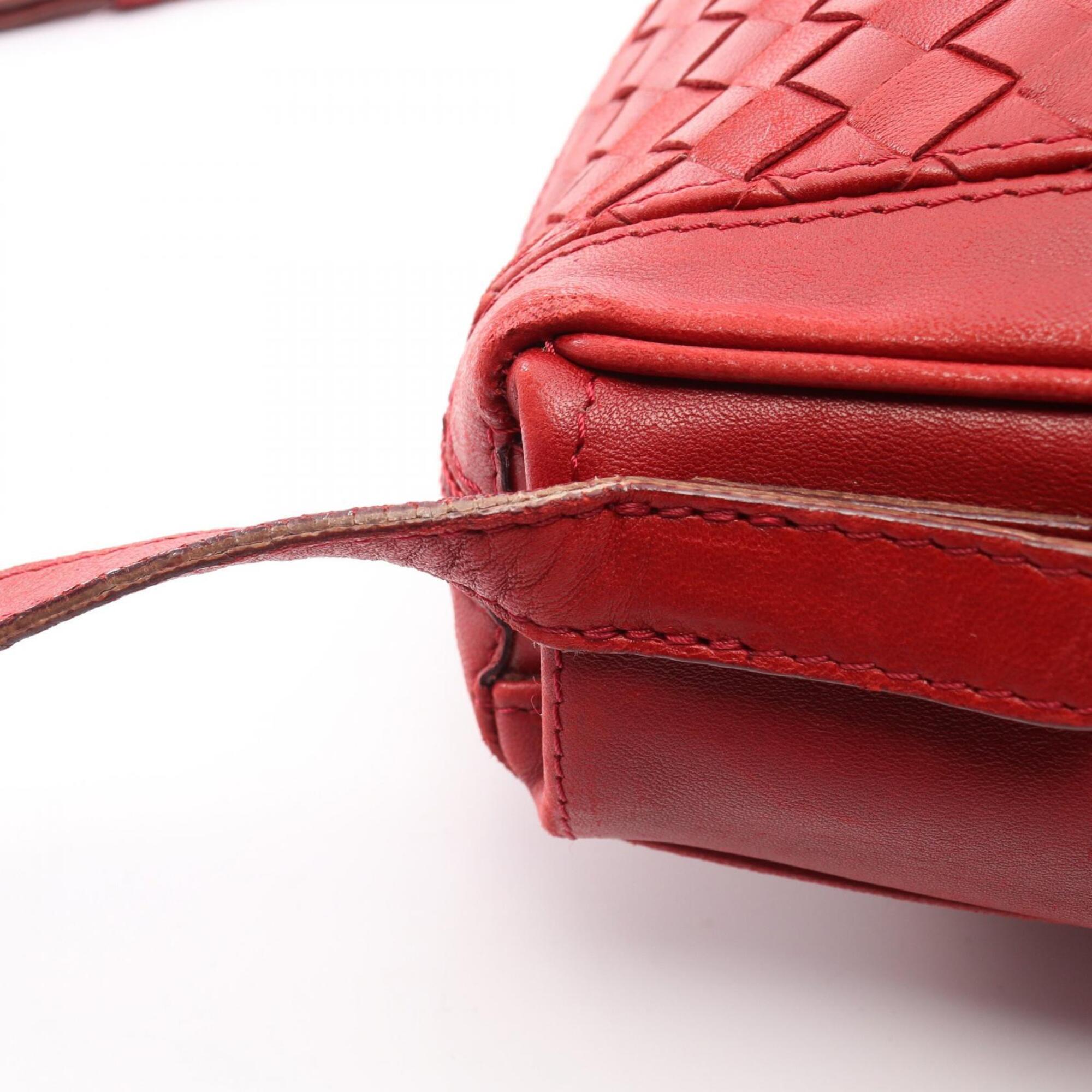 Bottega Veneta Red Color Intrecciato Handbag Shoulder Bag (Pre-Owned)