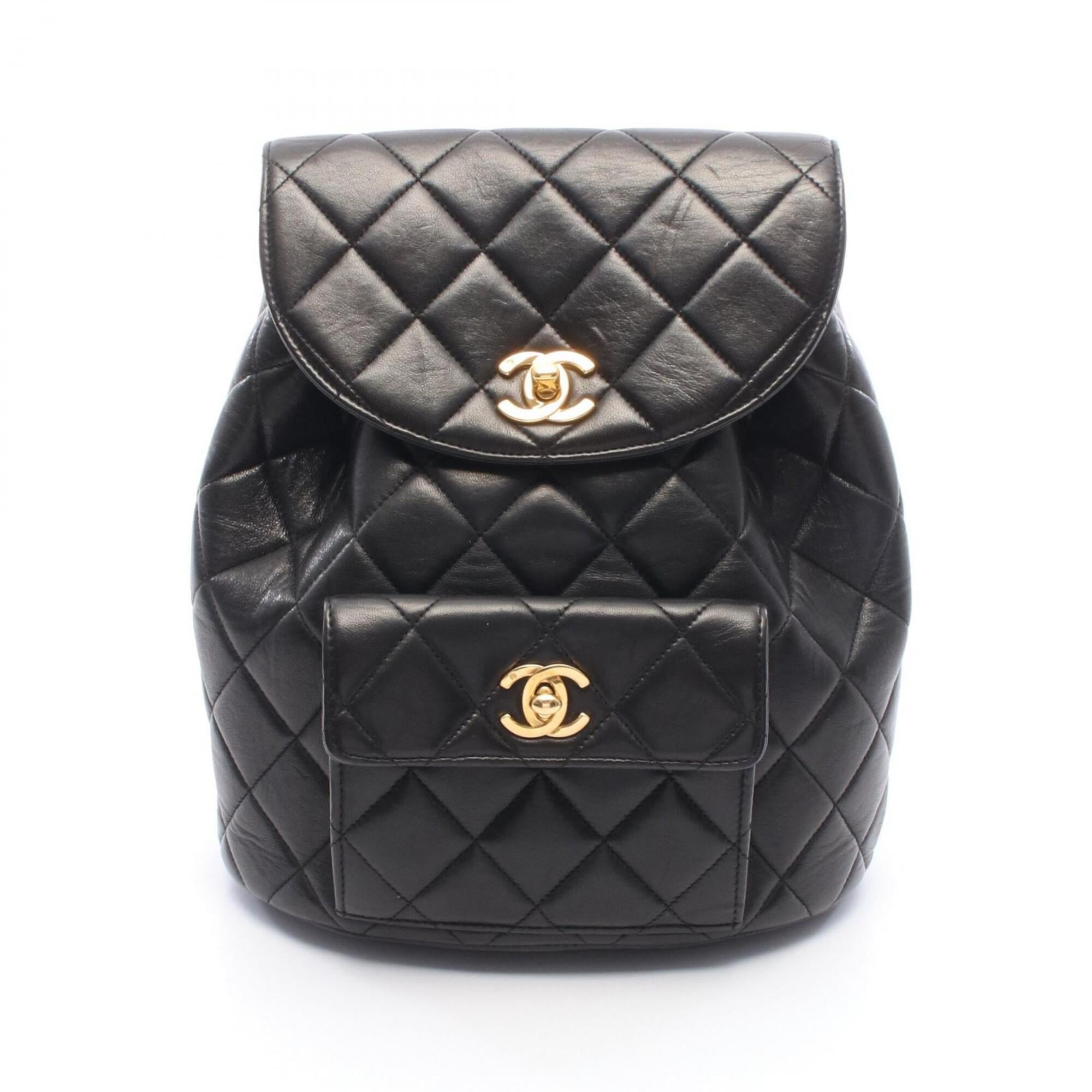Chanel Black Leather Backpack Handbag (Pre-Owned)