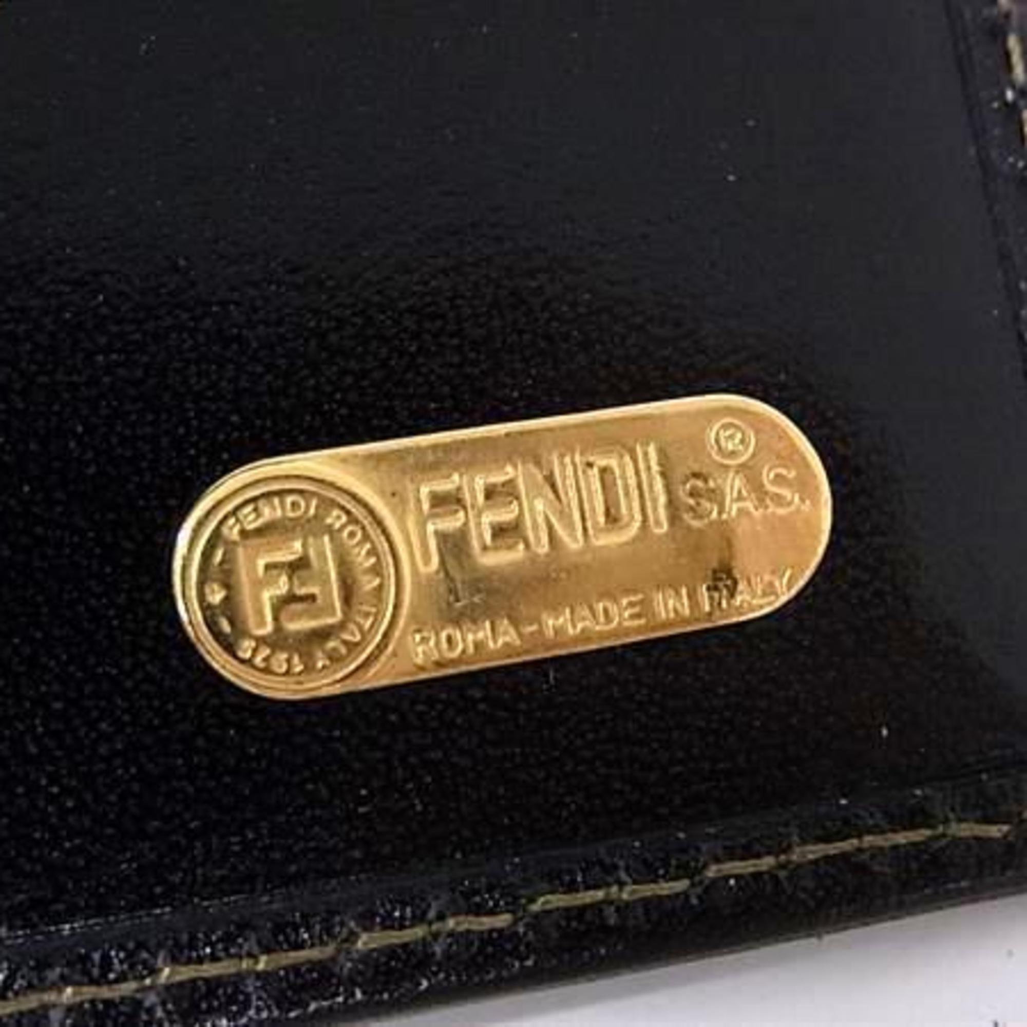 Fendi Black Brown Canvas Leather Wallet (Bi-Fold) (Pre-Owned)