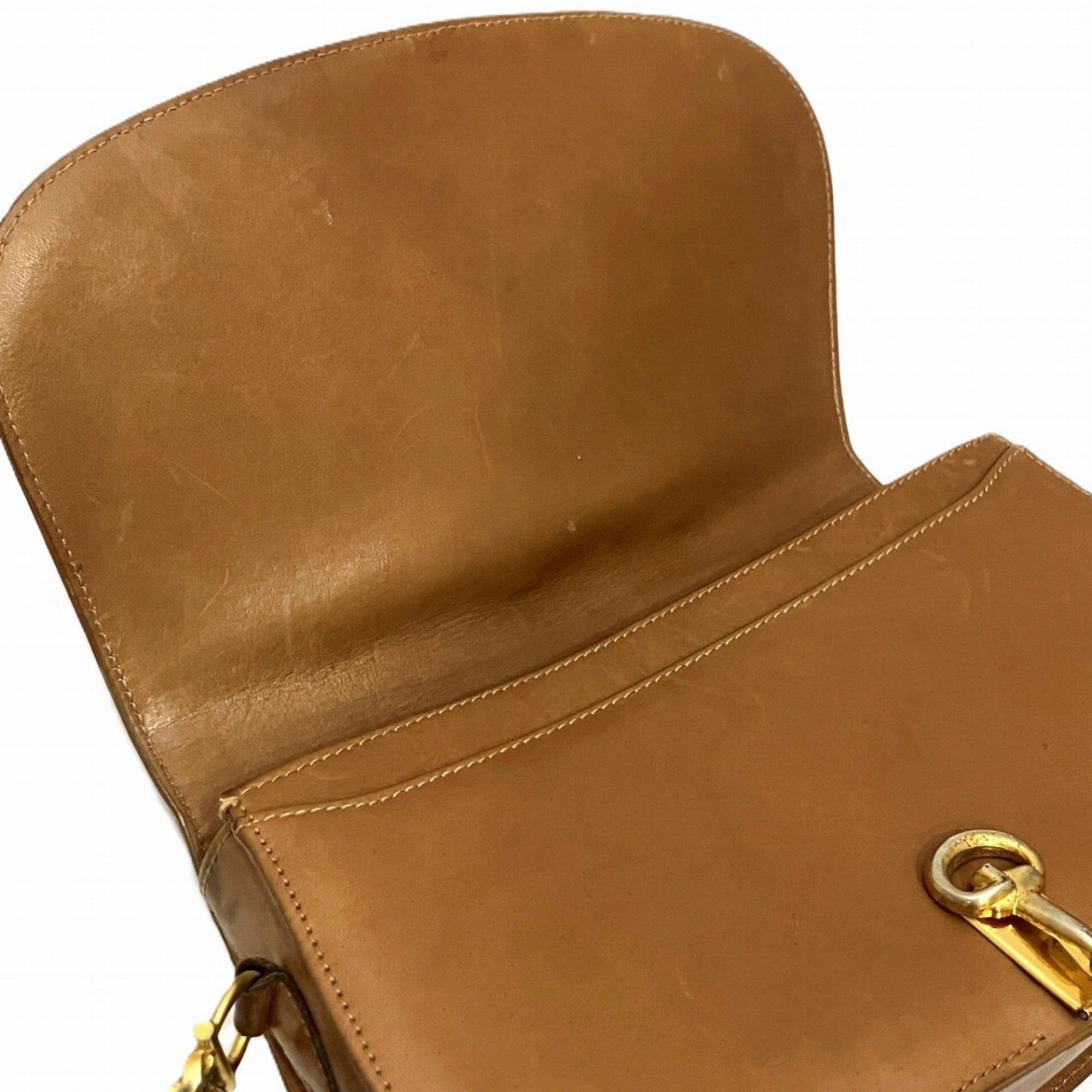 Gucci Horsebit Brown Canvas Leather Shoulder Bag (Pre-Owned)