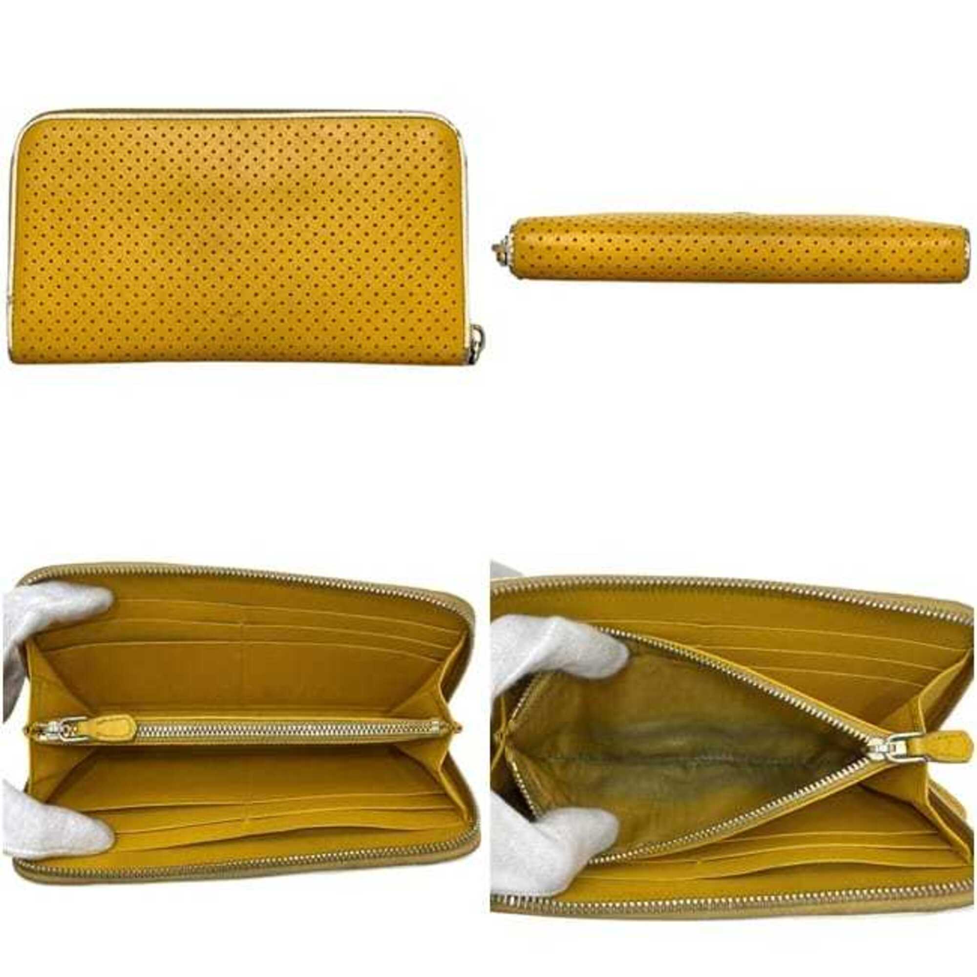 Prada Yellow Leather Long Wallet (Bi-Fold) (Pre-Owned)