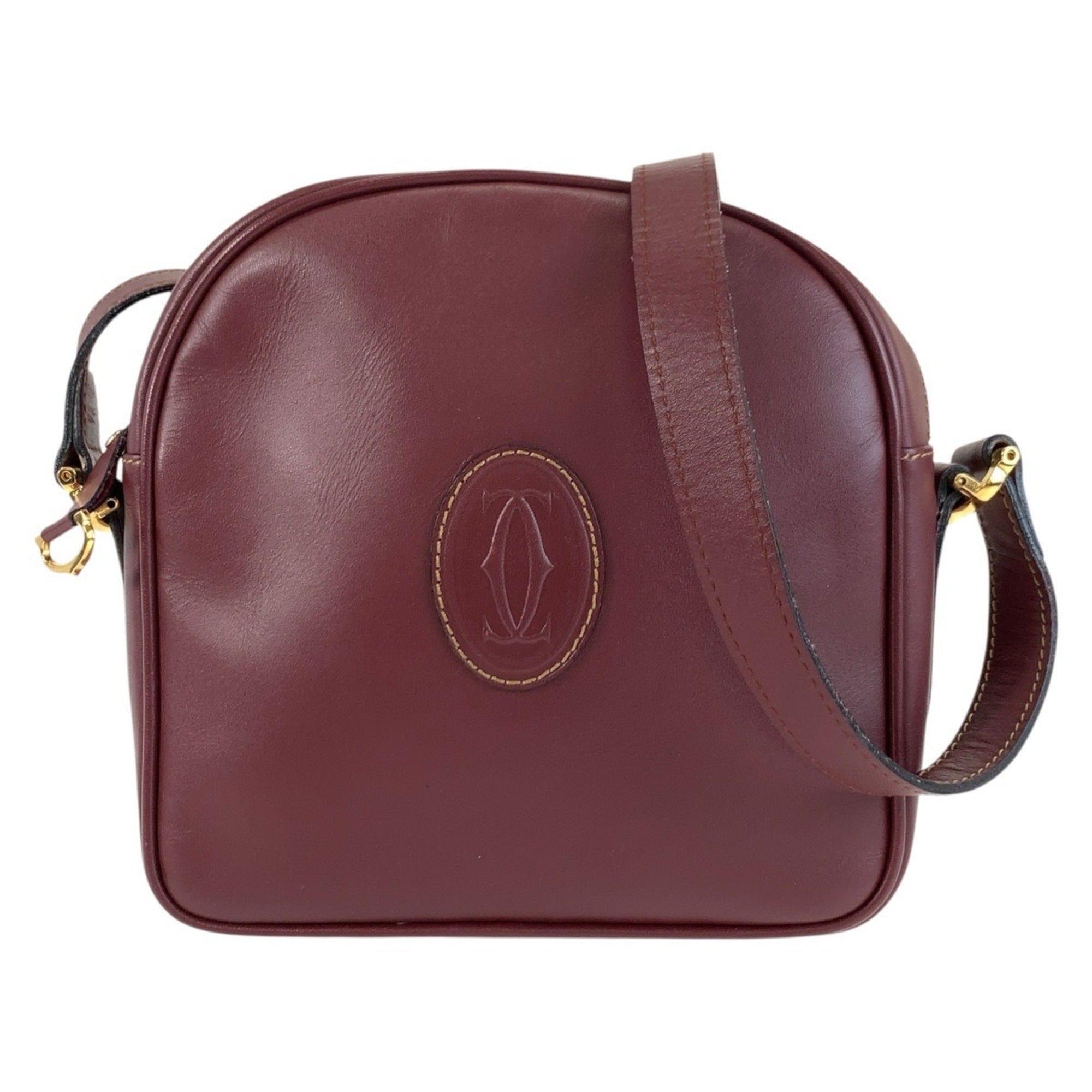 Cartier Bordeaux Leather Pochette Shoulder Bag (Pre-Owned)