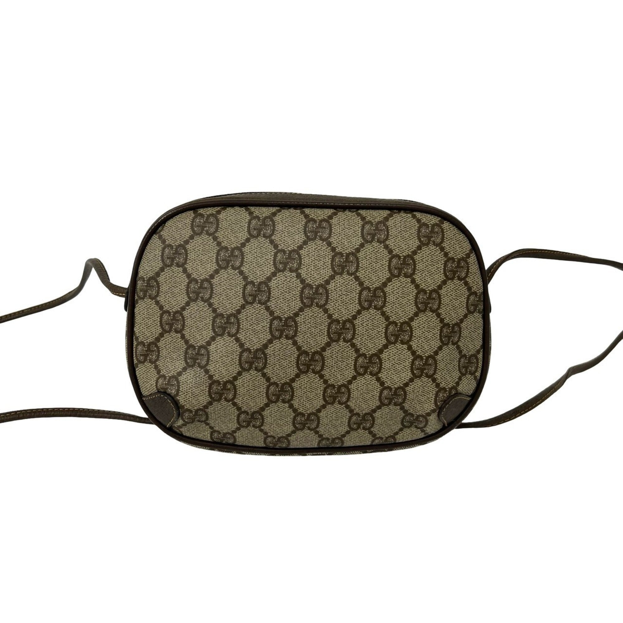 Gucci Brown Green Red Color Leather Pvc Shoulder Bag (Pre-Owned)