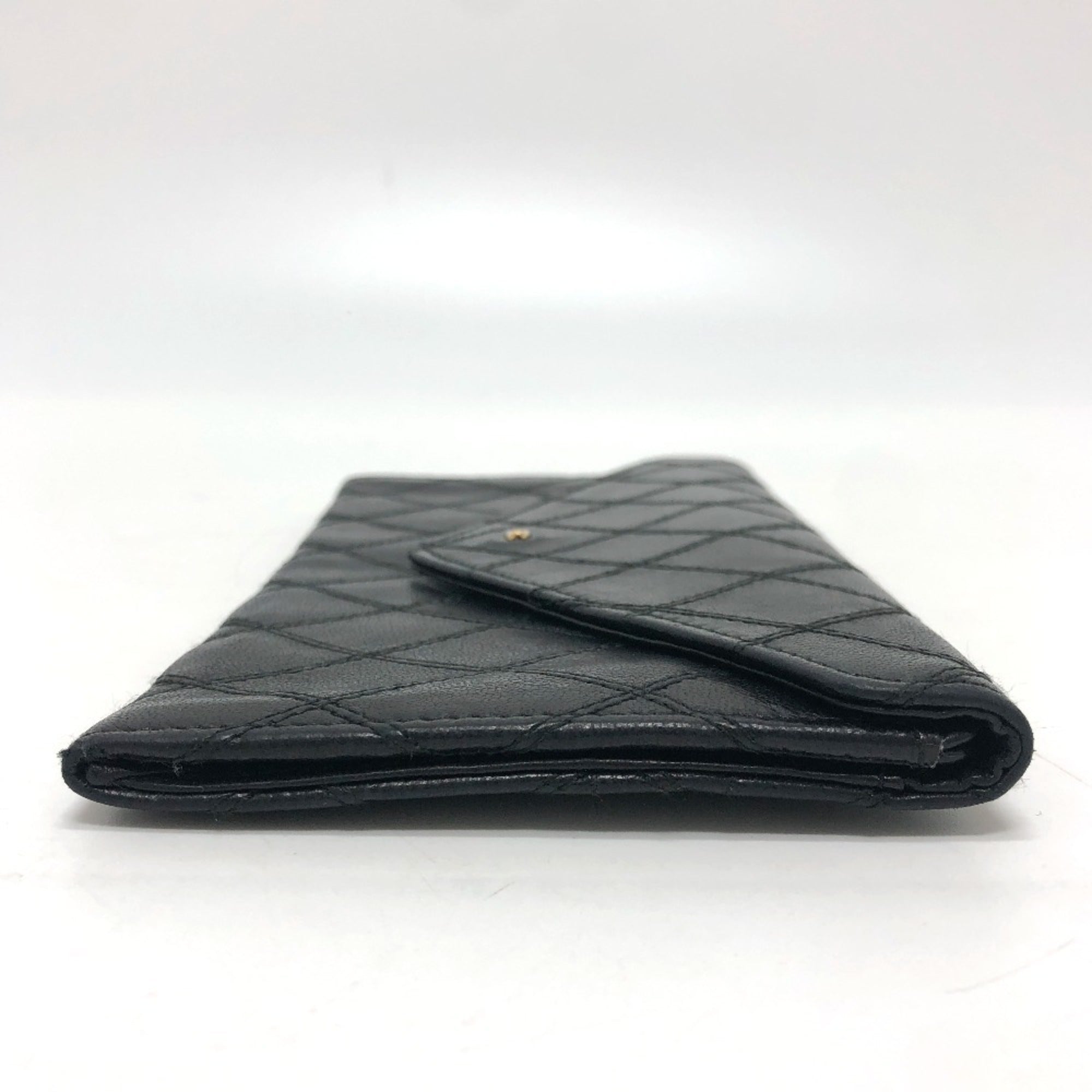 Chanel Black Leather Long Wallet (Bi-Fold) (Pre-Owned)
