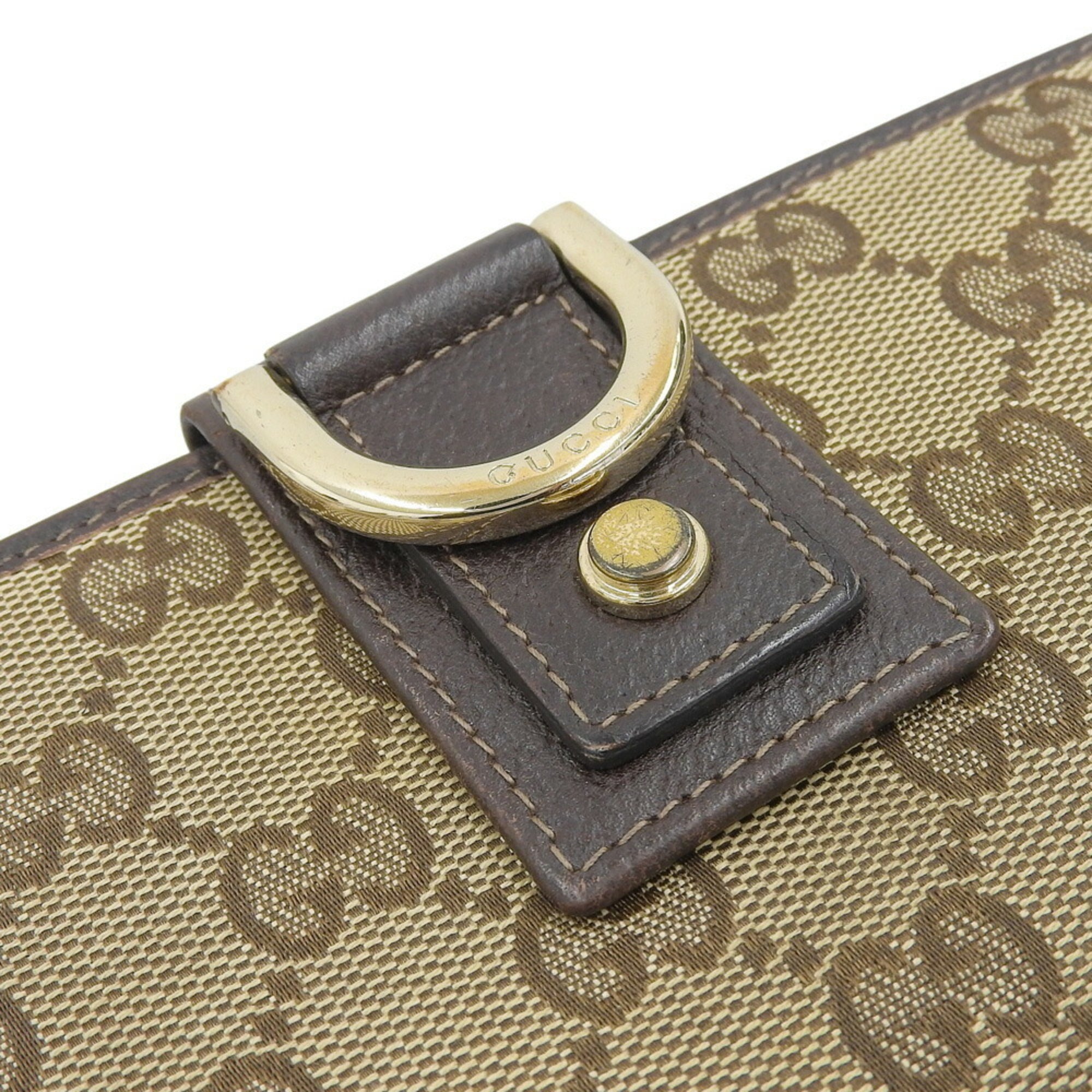 Gucci Beige Dark Brown Gg Canvas Long Wallet (Bi-Fold) (Pre-Owned)