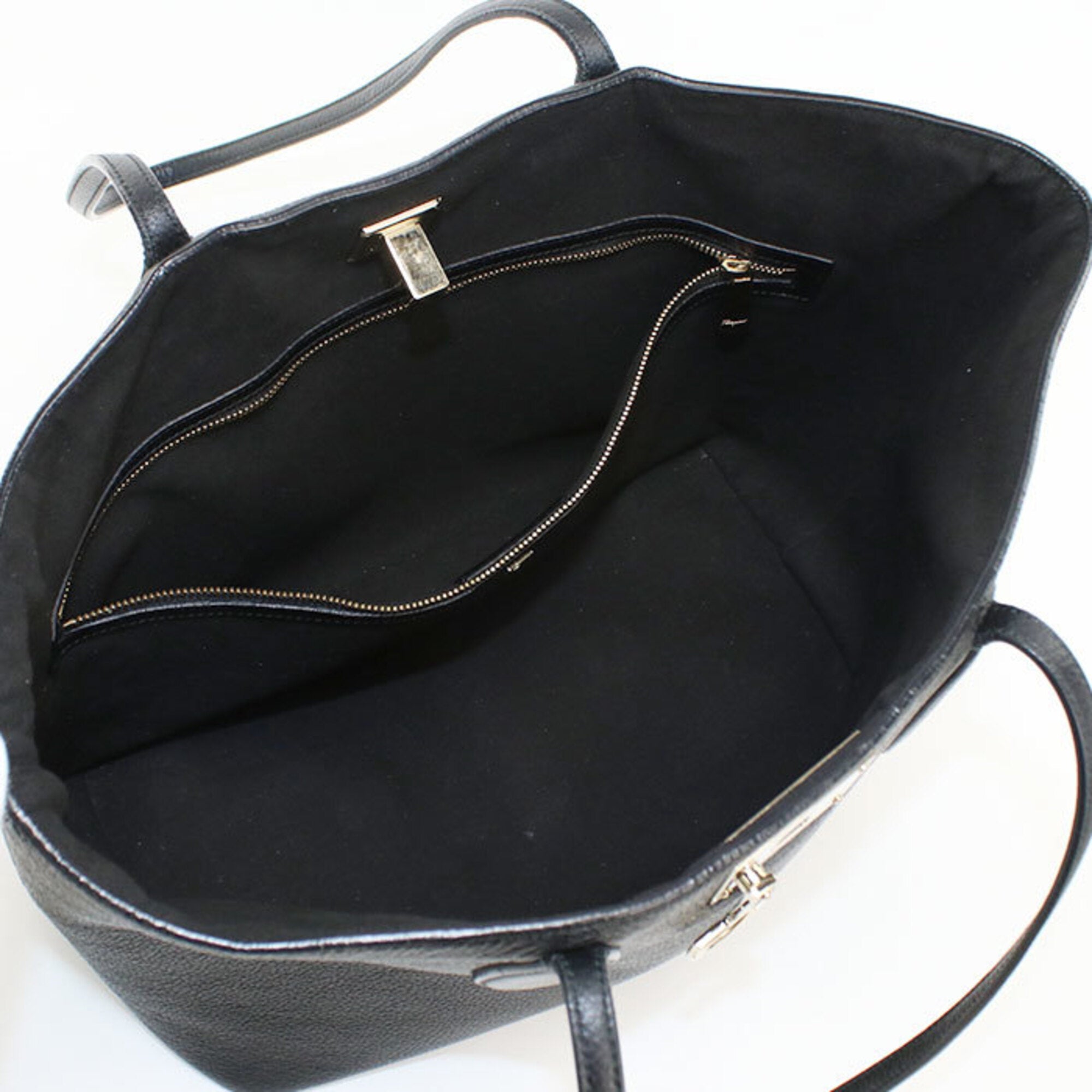 Salvatore Ferragamo Black Leather Pouch Tote Bag (Pre-Owned)