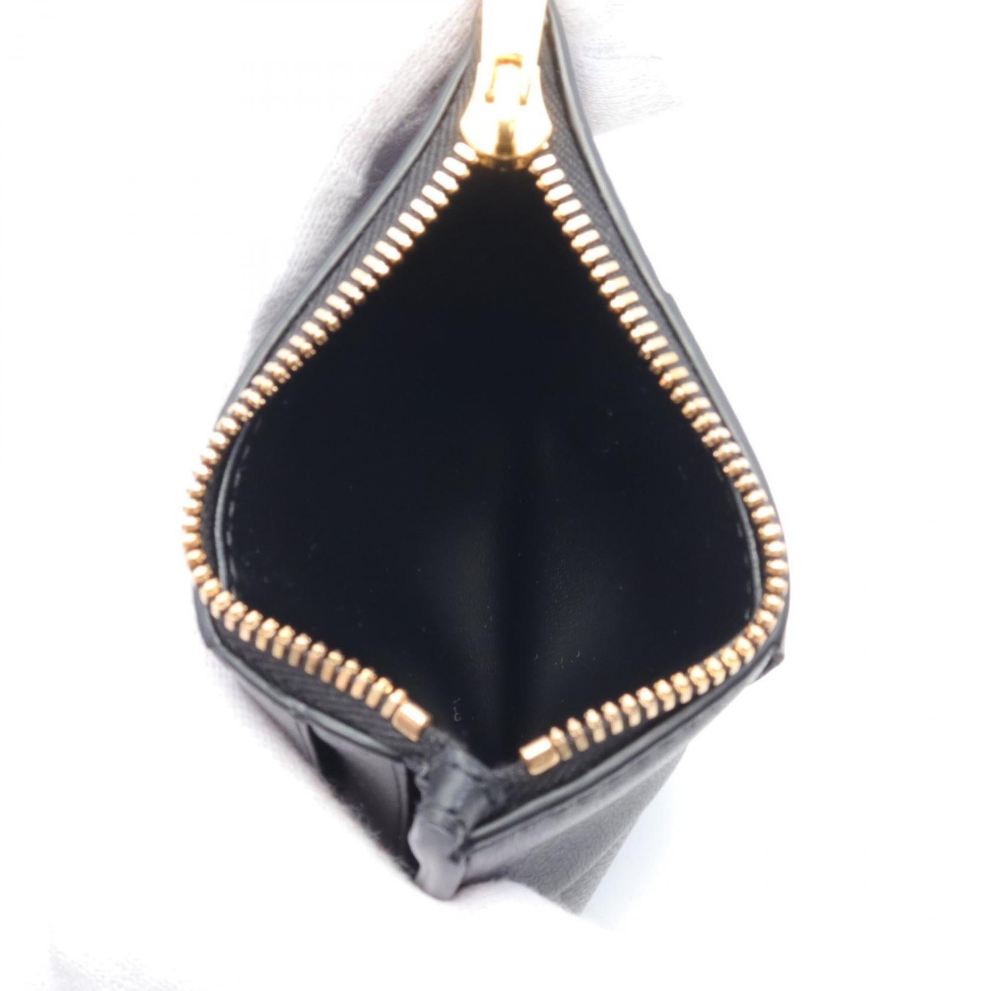 Bottega Veneta Black Leather Coin Purse/Coin Case (Pre-Owned)