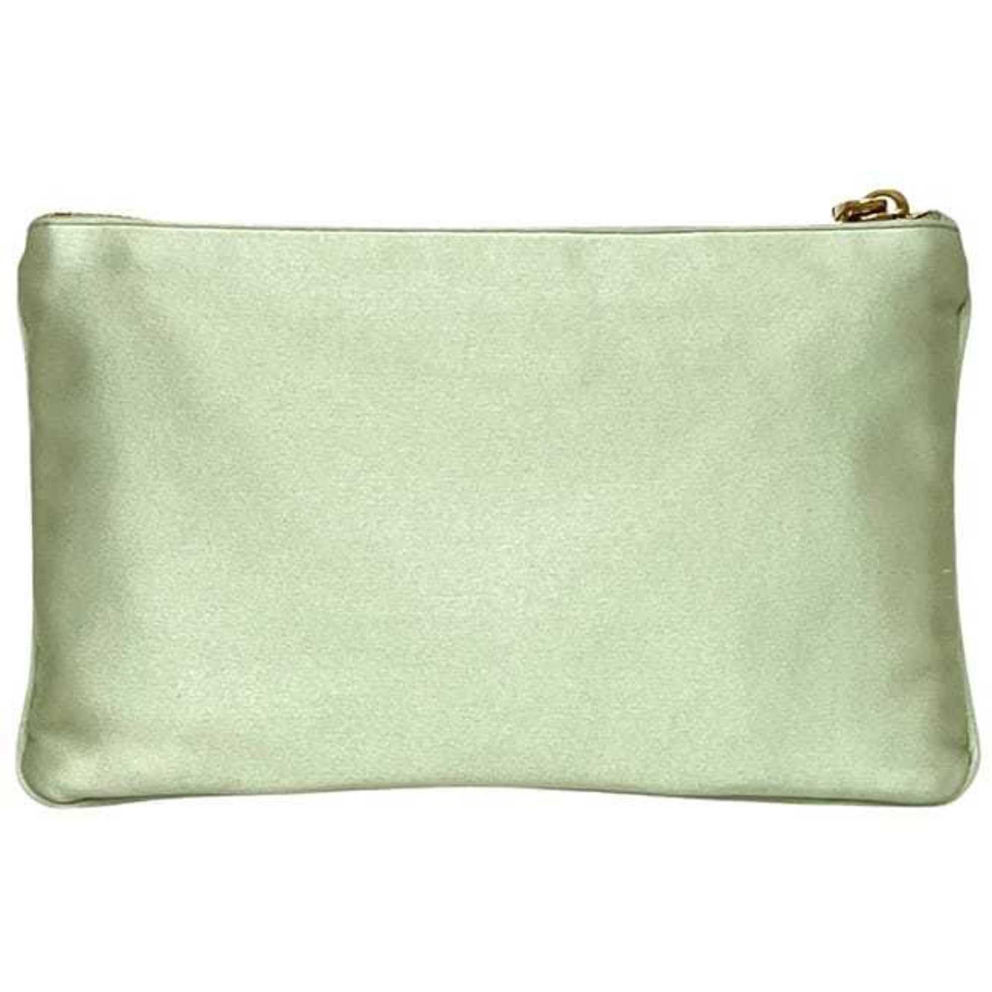 Prada Light Green Satin Pouch (Pre-Owned)