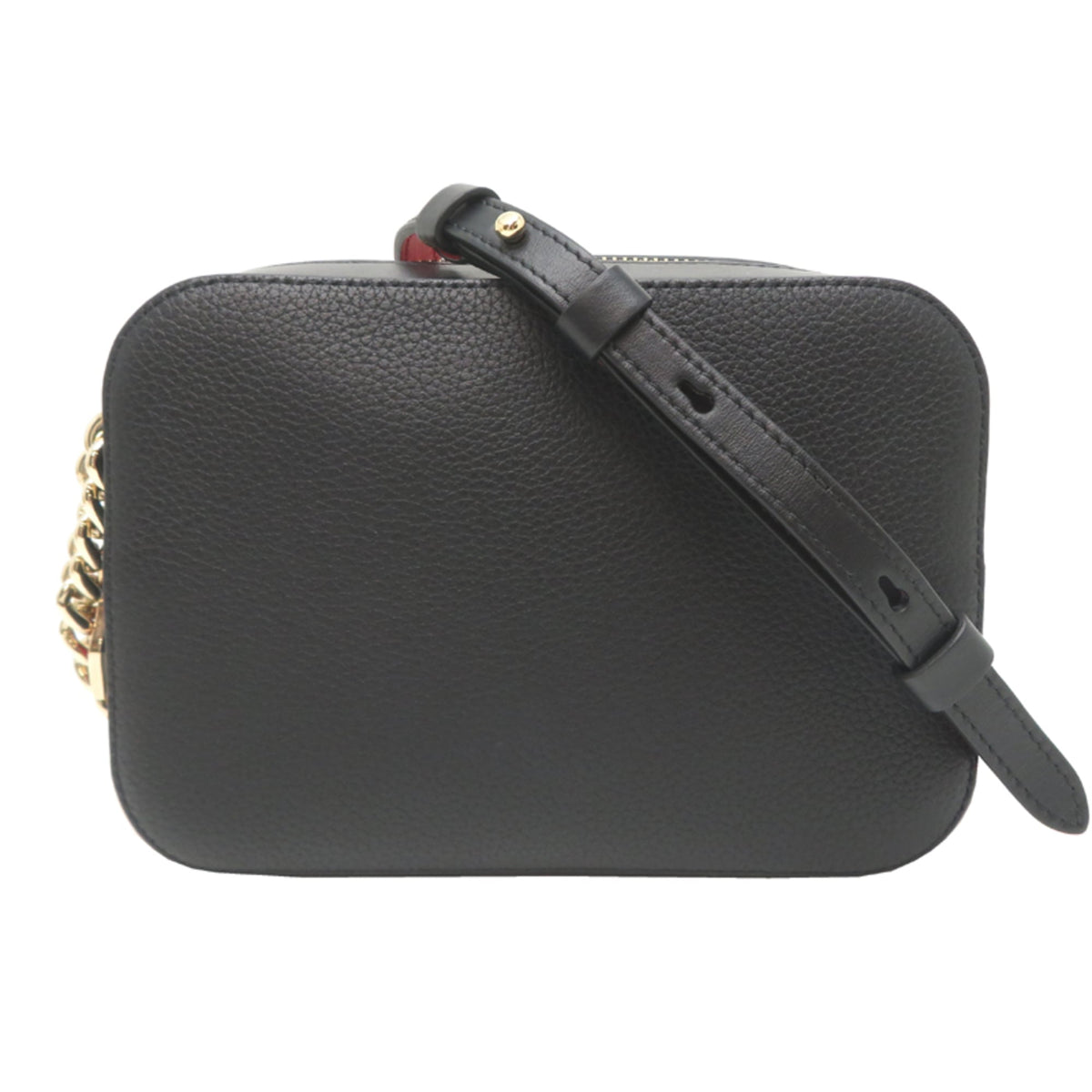 Christian Louboutin Black Red Color Leather Shoulder Bag (Pre-Owned)