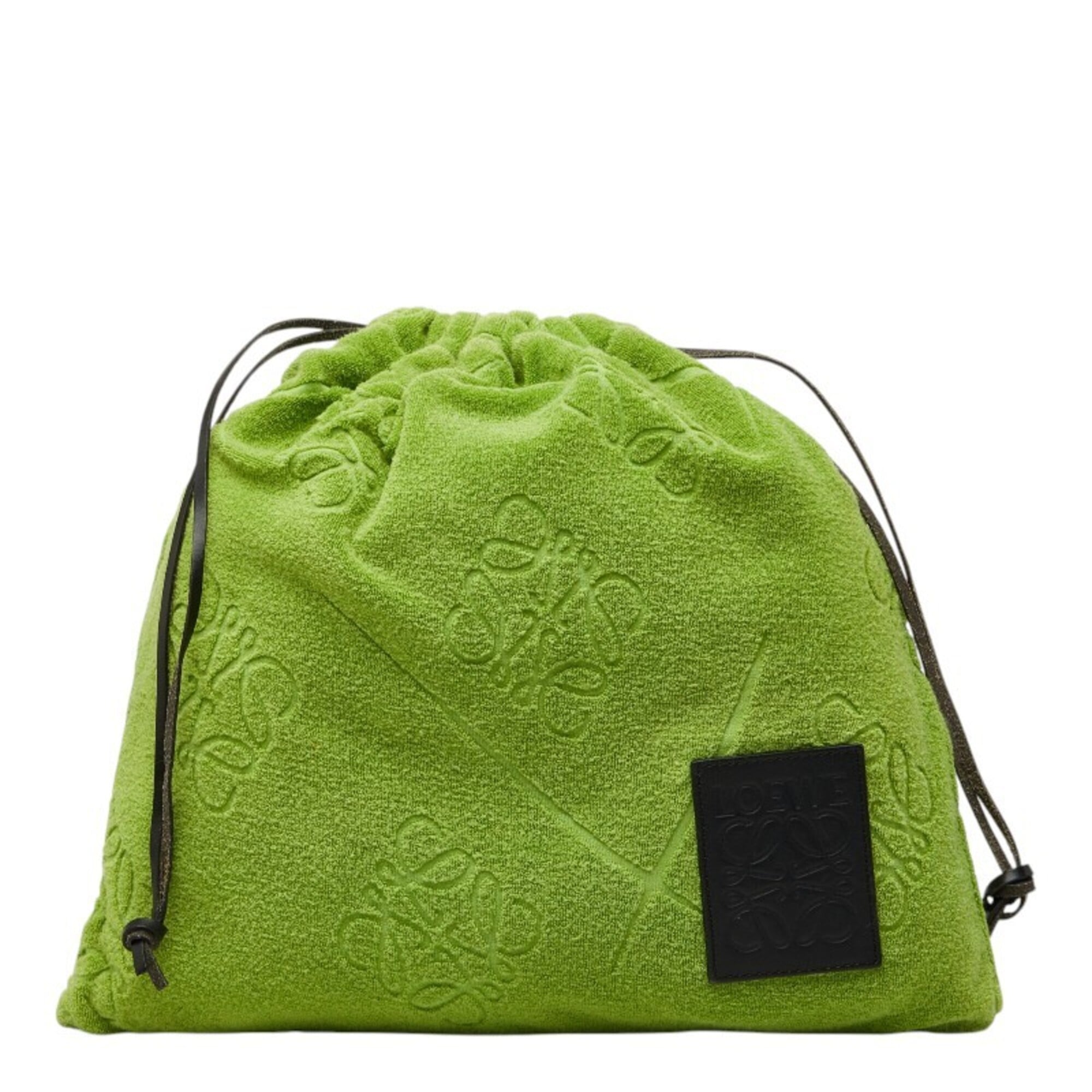 Loewe Green Pile Fabric Leather Pouch (Pre-Owned)