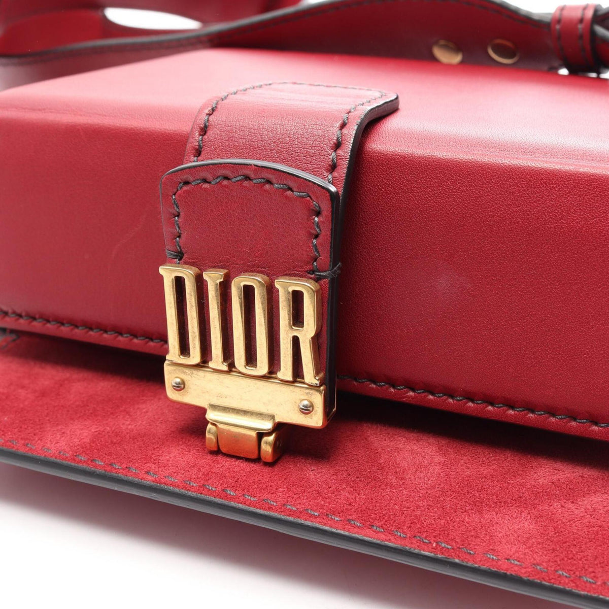 Christian Dior Red Color Leather Handbag Shoulder Bag (Pre-Owned)