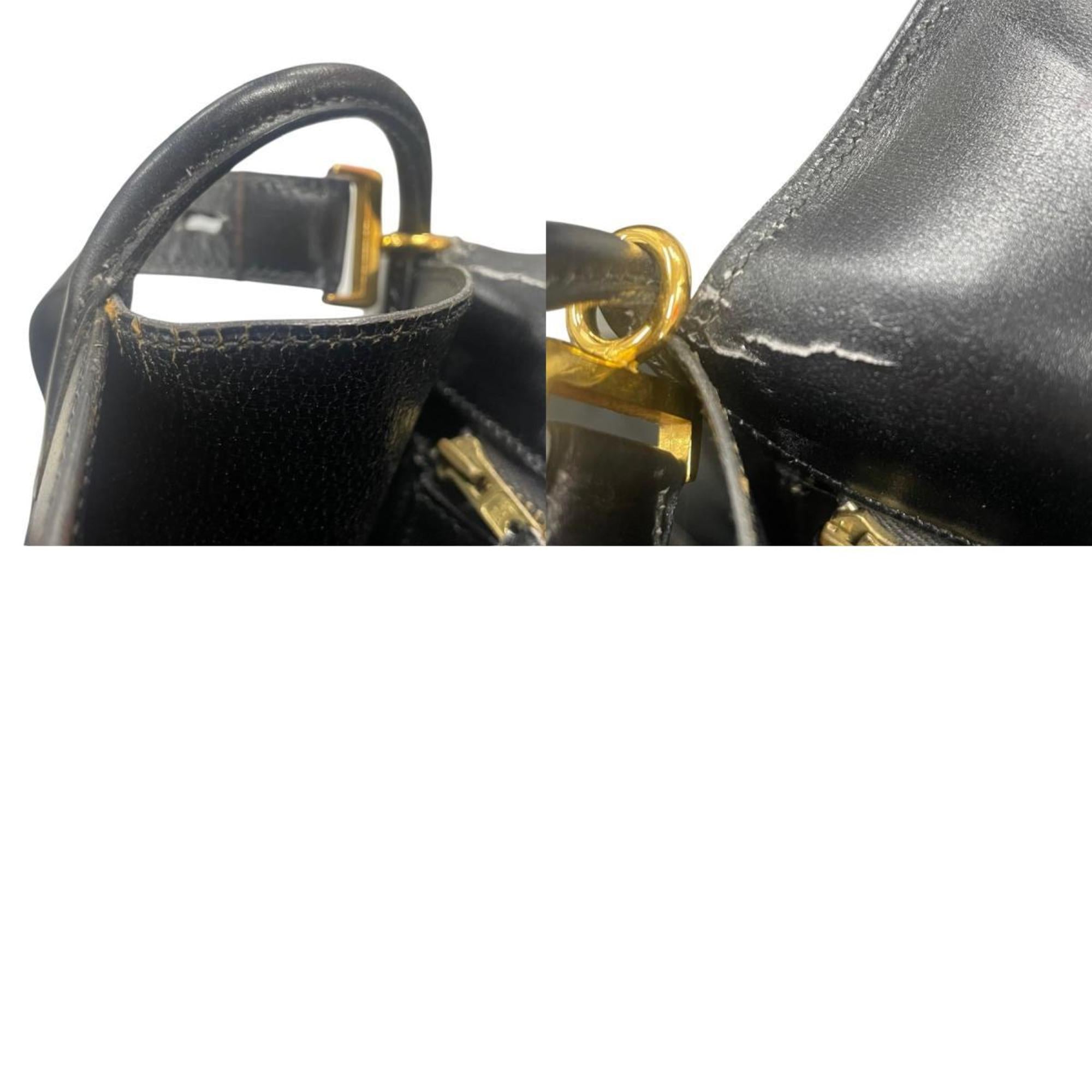 Hermes Black Box Calf Leather Shoulder Bag (Pre-Owned)