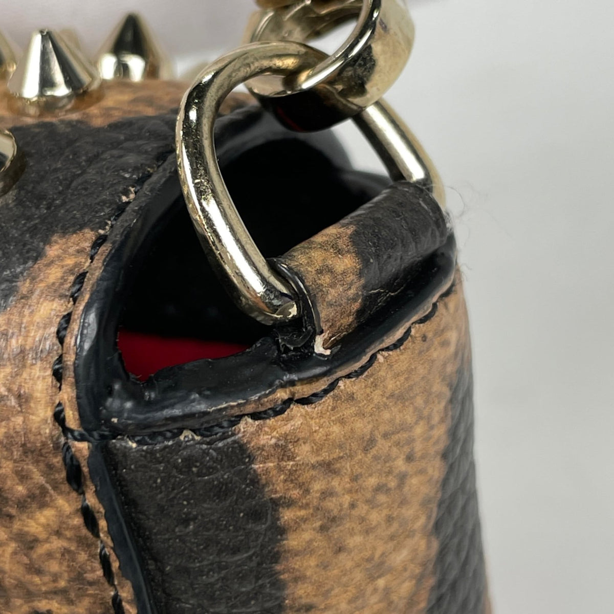 Christian Louboutin Black Brown Leather Shoulder Bag (Pre-Owned)