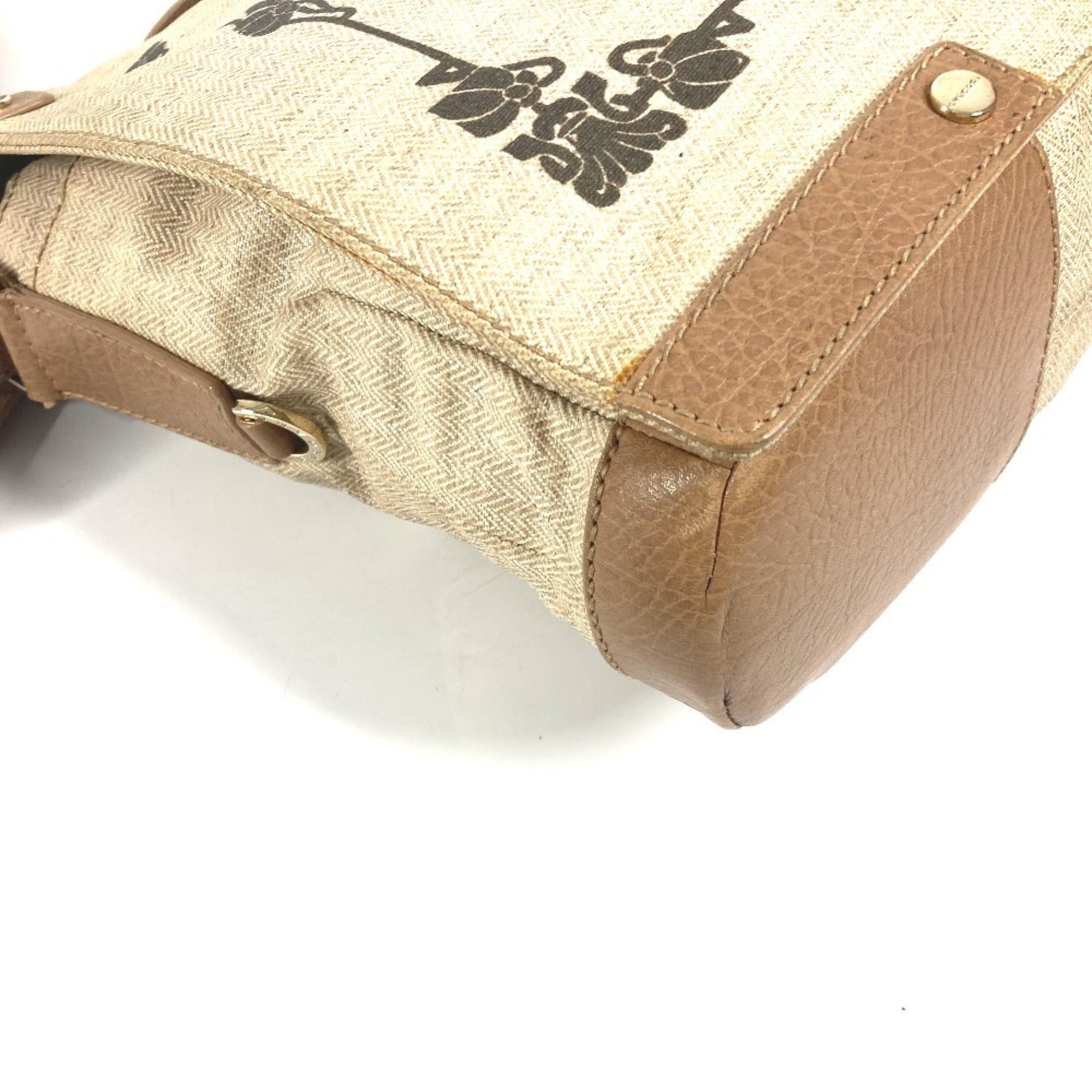 Bvlgari Beige Leather Coated Canvas Shoulder Bag (Pre-Owned)