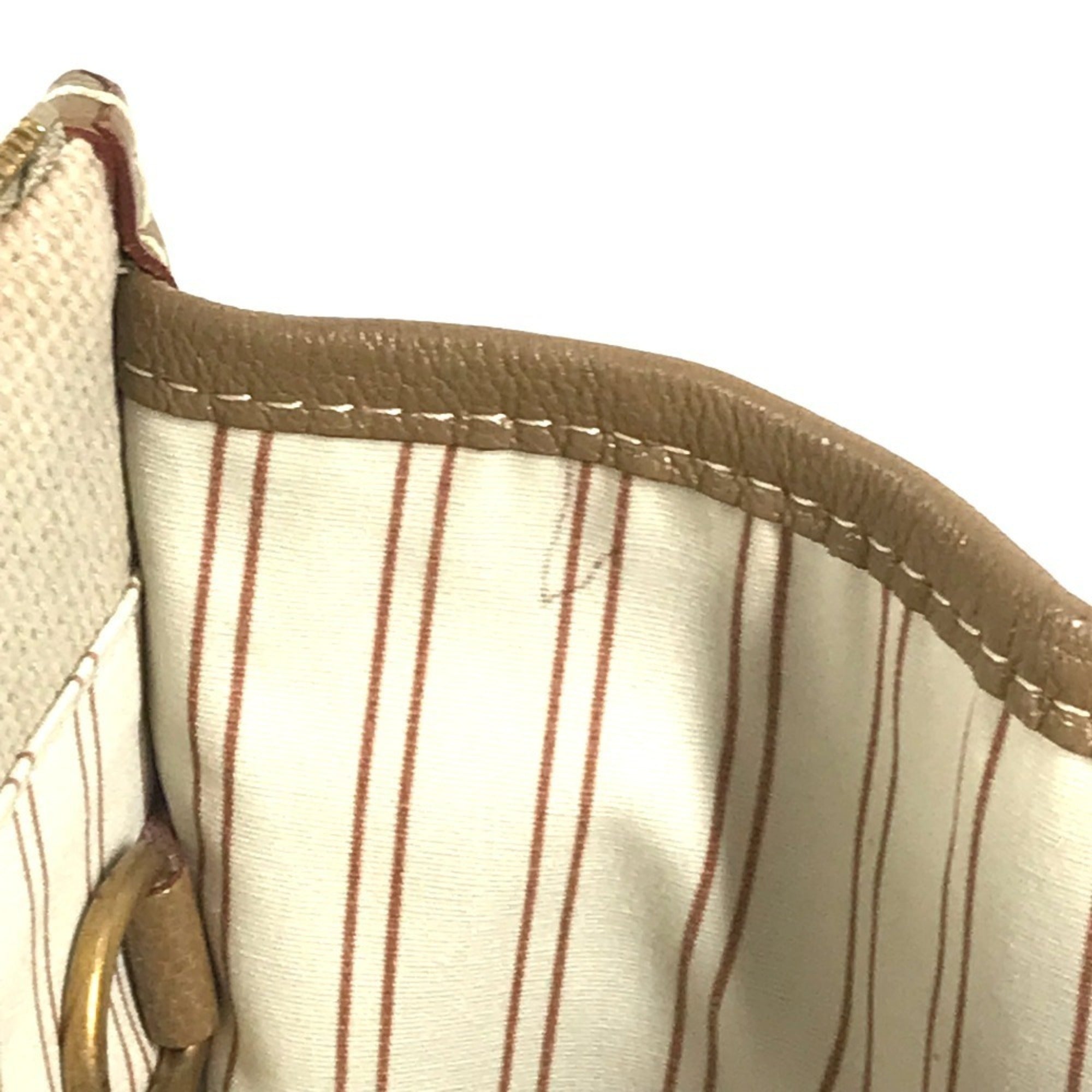 Louis Vuitton Beige Leather Canvas Handbag Tote Bag (Pre-Owned)