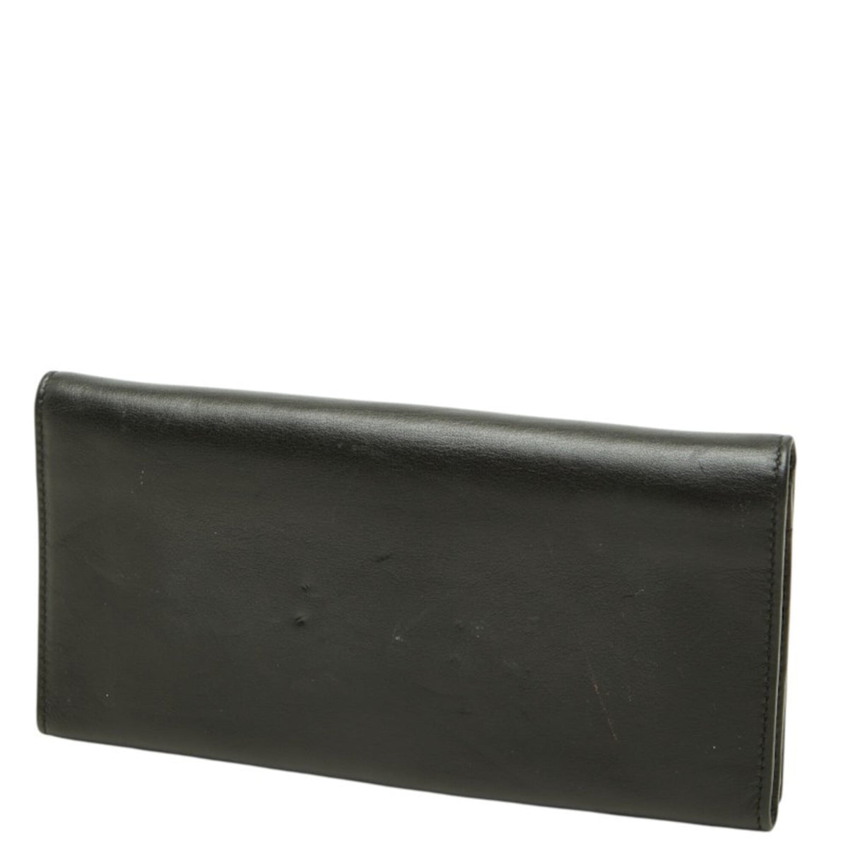 Bvlgari Gold Black Leather Long Wallet (Bi-Fold) (Pre-Owned)