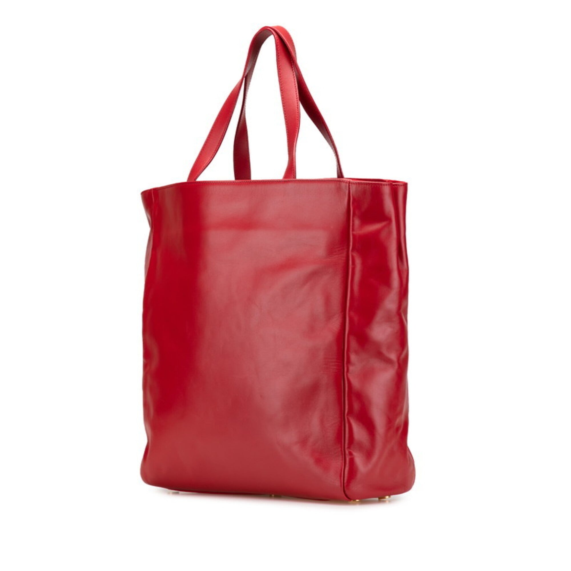 Saint Laurent Red Color Suede Leather Tote Bag (Pre-Owned)