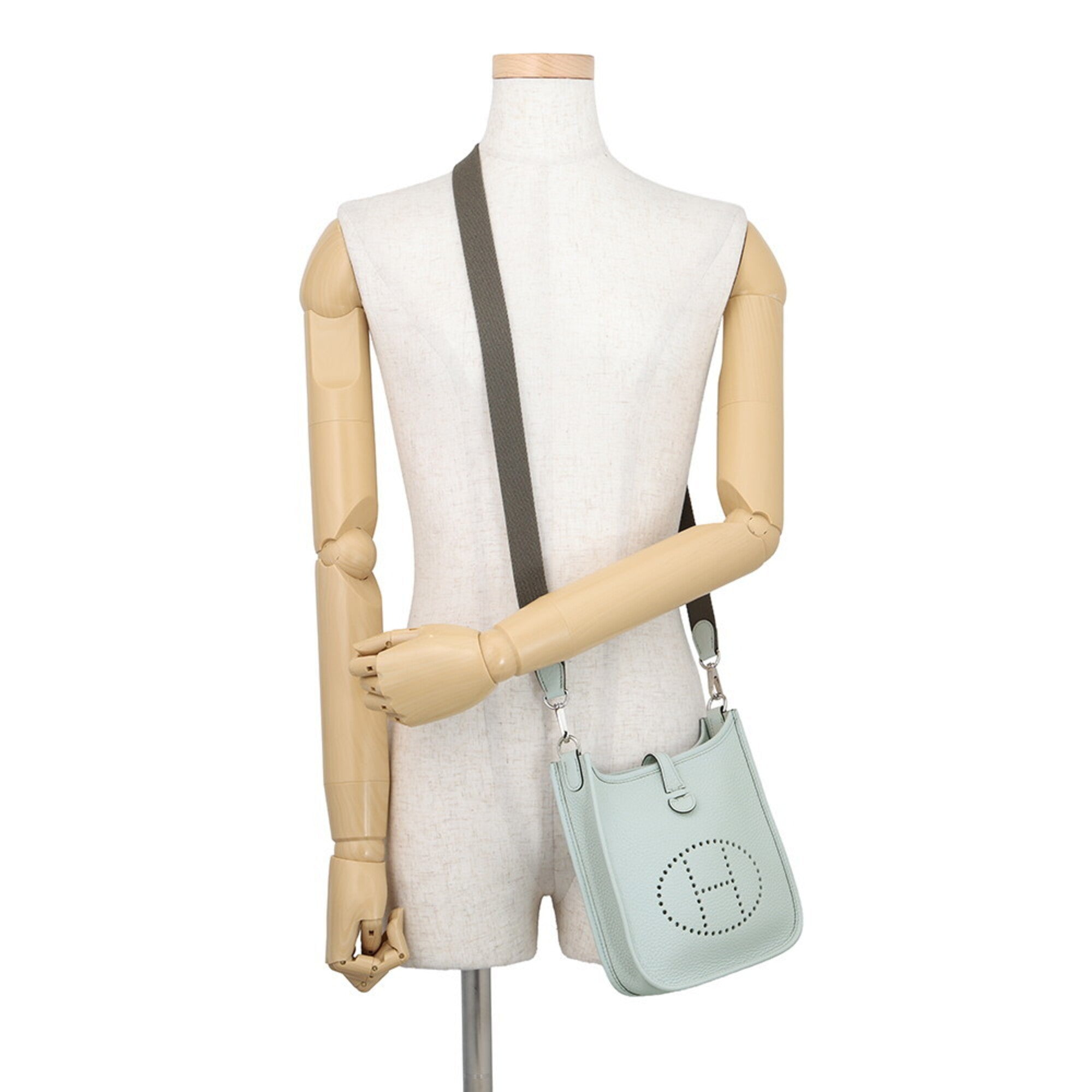 Hermes Evelyne Etain Taurillon Clemence Leather Handbag Shoulder Bag (Pre-Owned)